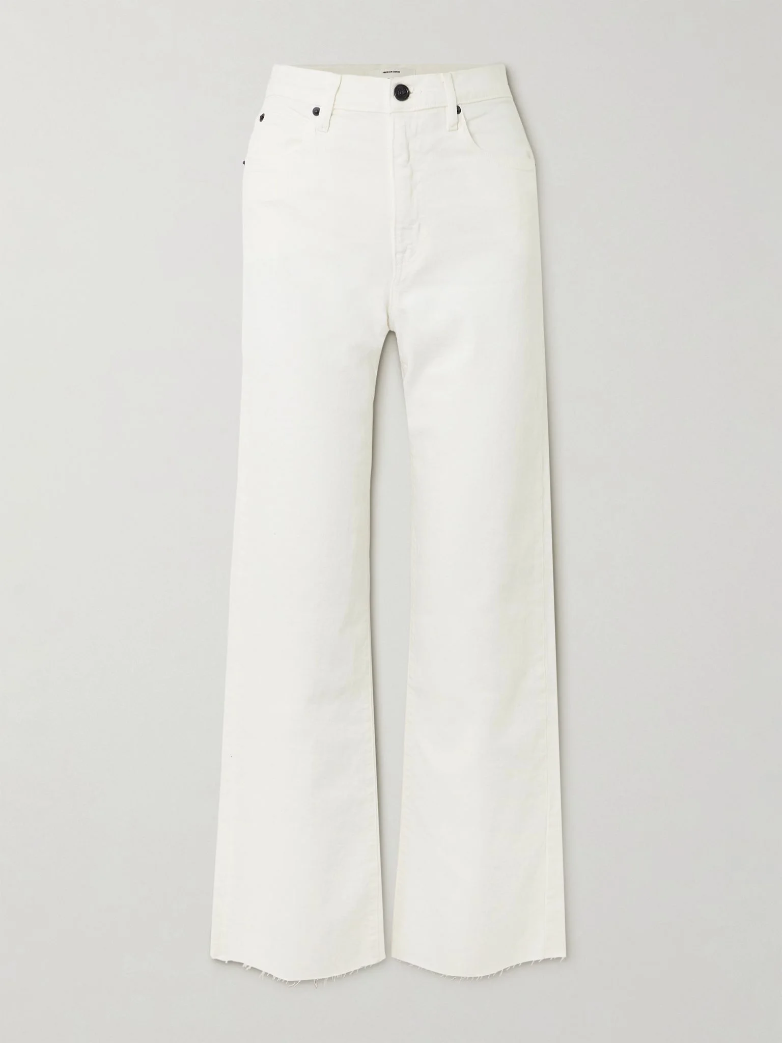 Grace frayed high-rise wide-leg jeans White - 1