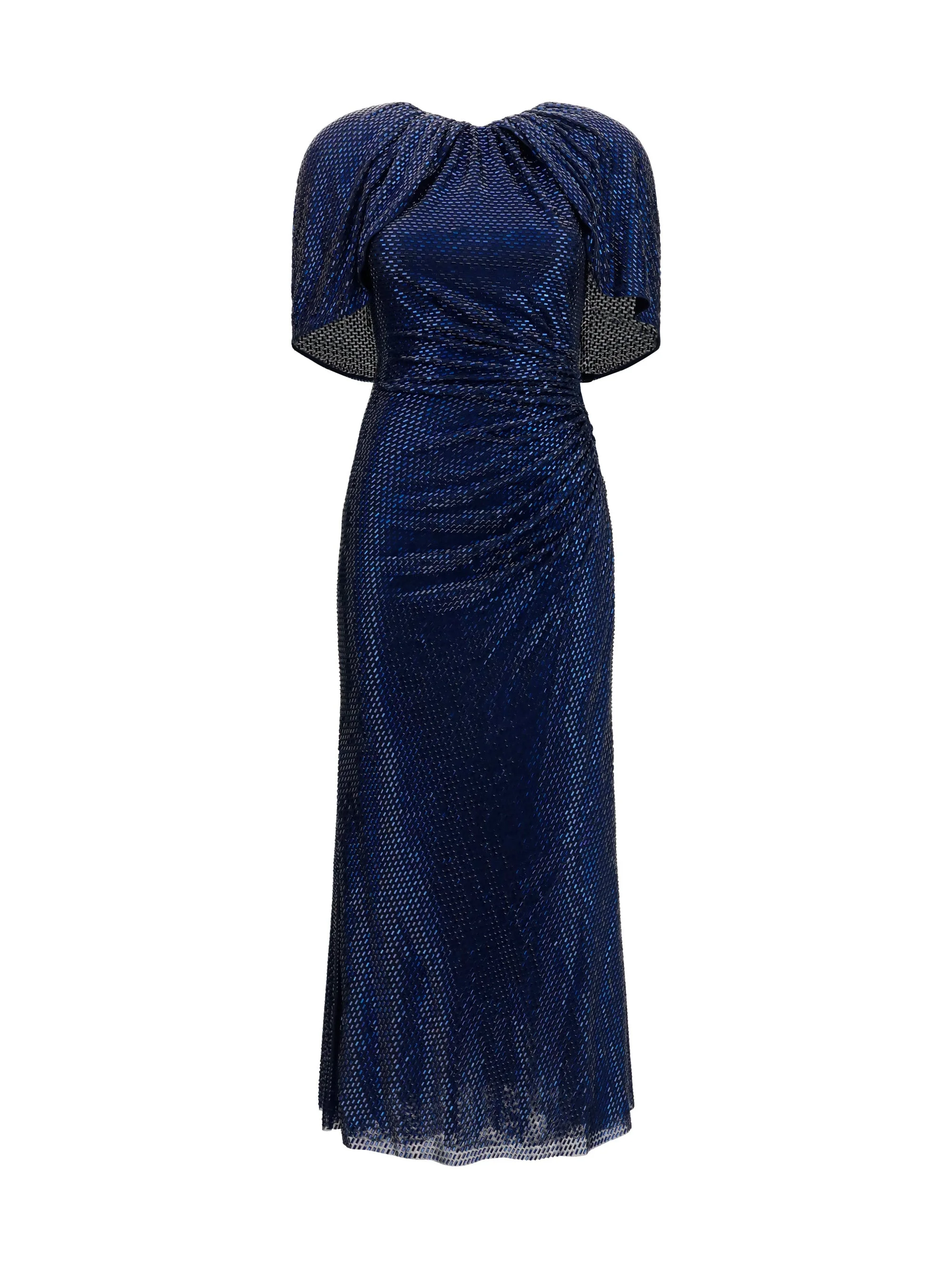 Self-portrait Midi Dress with Cape Sleeves Navy - 1