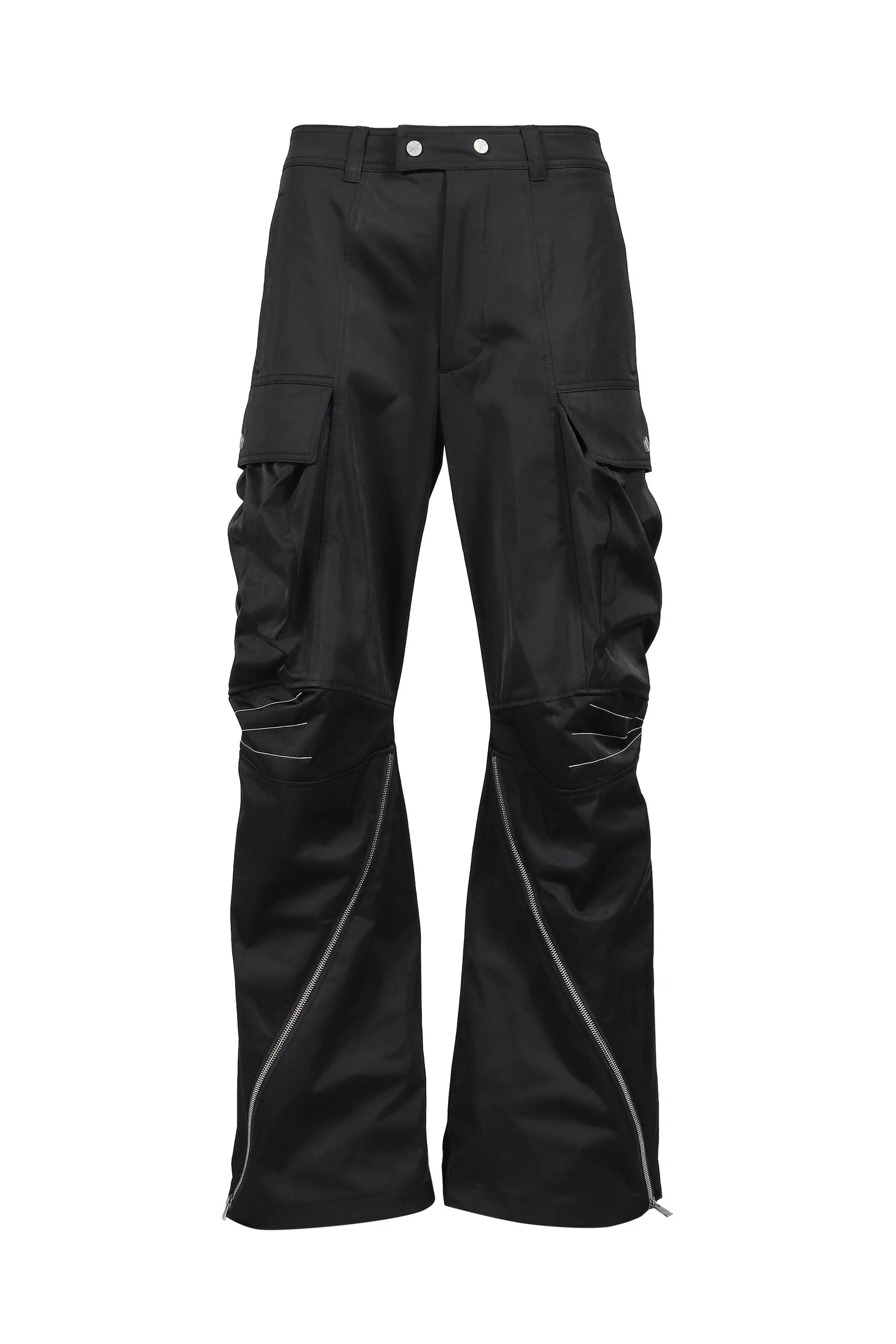 ARTICULATED KNEE DART CARGO TROUSERS / BLK - 1