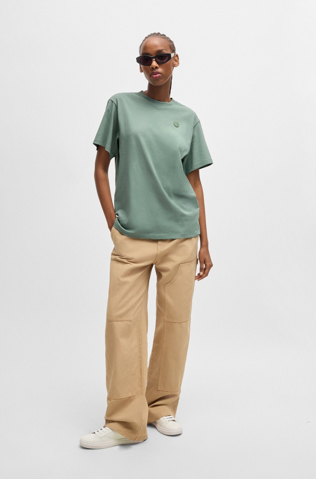 COTTON JERSEY T-SHIRT WITH CURVED LOGO - 3