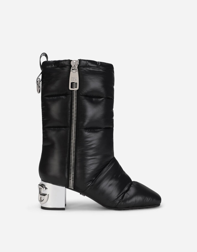 Quilted nylon ankle boots with DG Karol heel 1