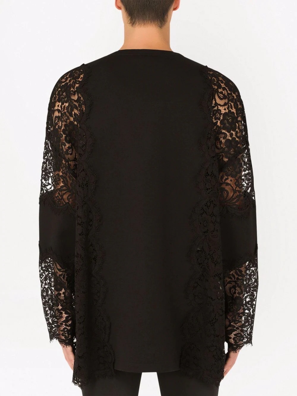 lace-panelled crewneck sweatshirt - 4