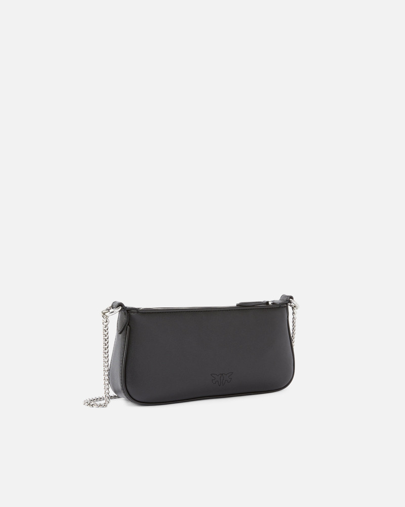 PINKO MINI HALF MOON LEATHER SHOULDER BAG WITH RHINESTONES outlook