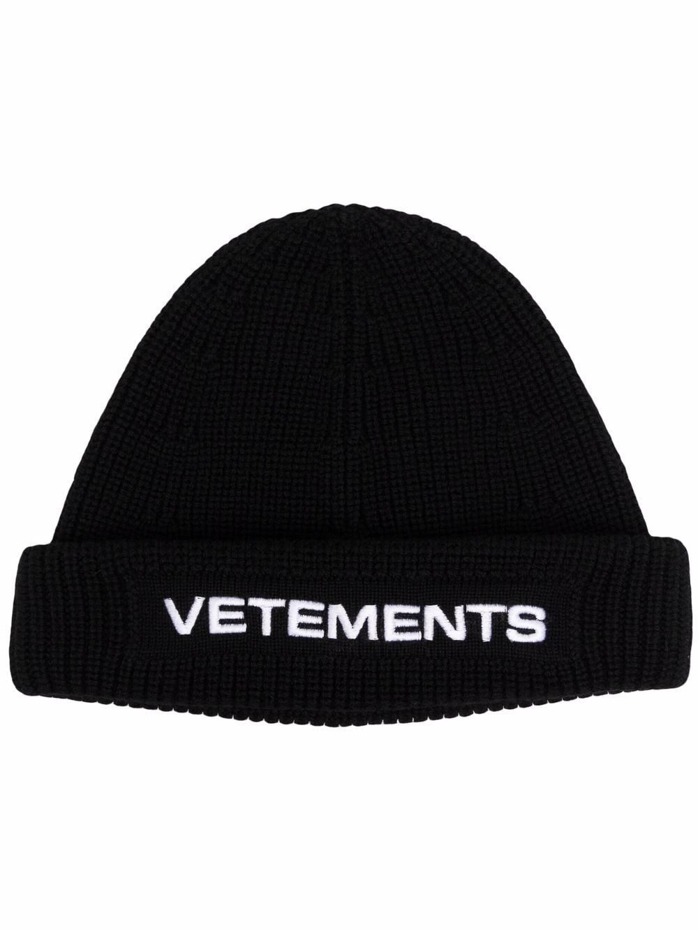 logo-print knitted beanie - 1