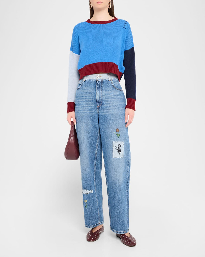 Marni Embroidered Straight-Leg Denim Trousers outlook