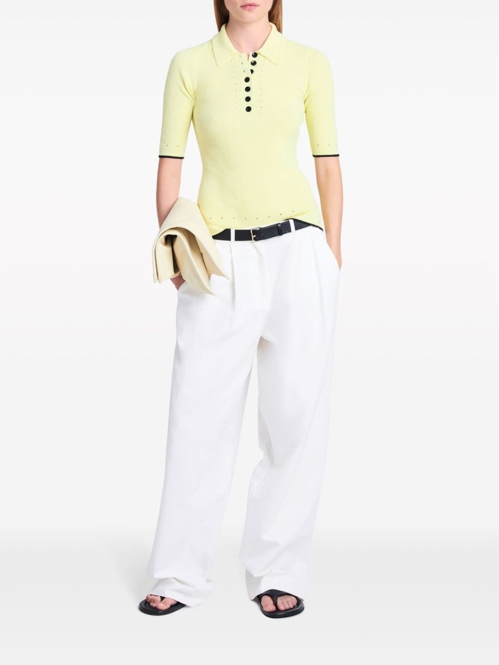 Spencer ribbed-knit polo top - 2