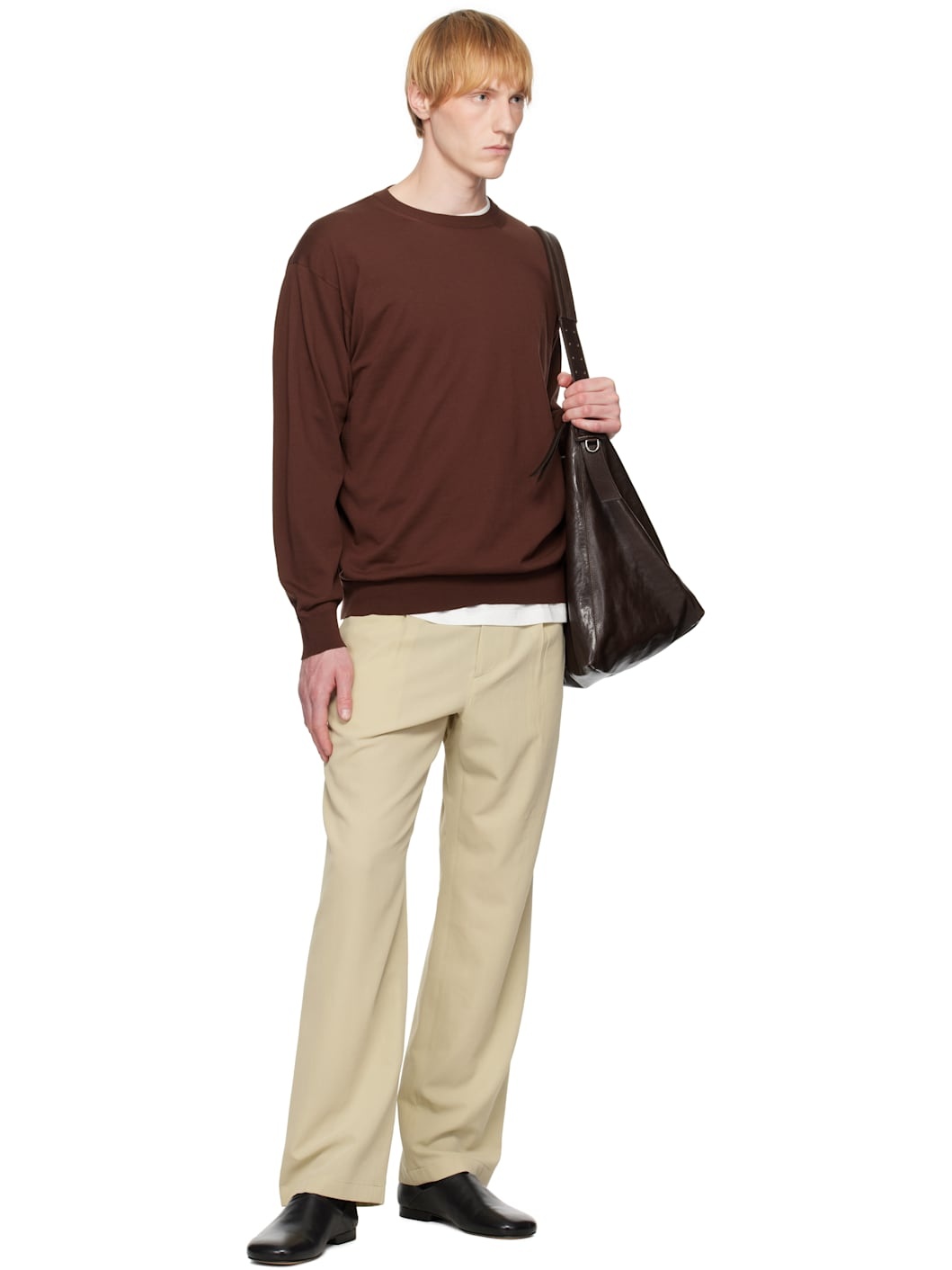 Brown Super High Gauge Cotton Knit Sweater - 4