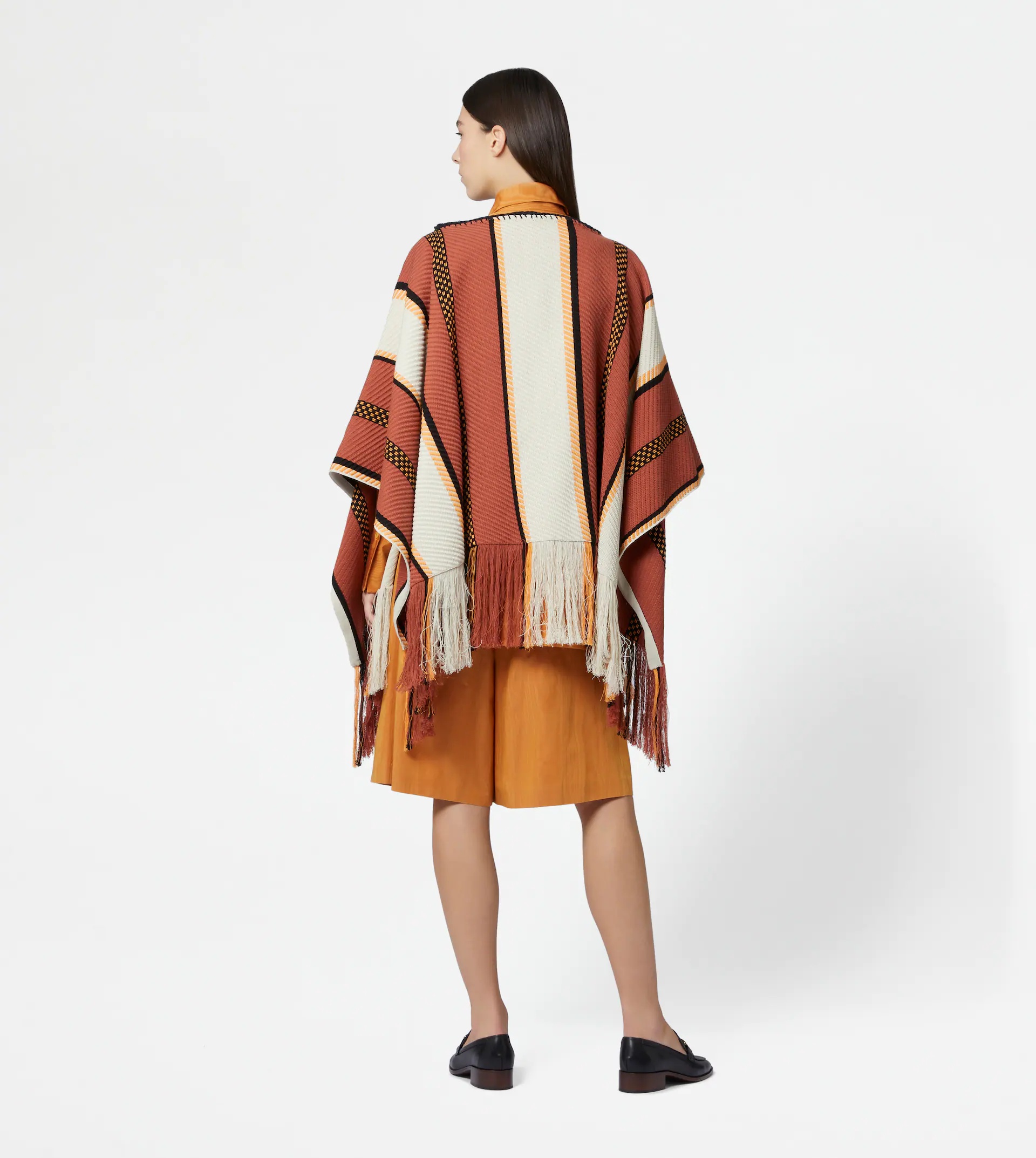 PONCHO IN COTTON - ORANGE, OFF WHITE, YELLOW - 3