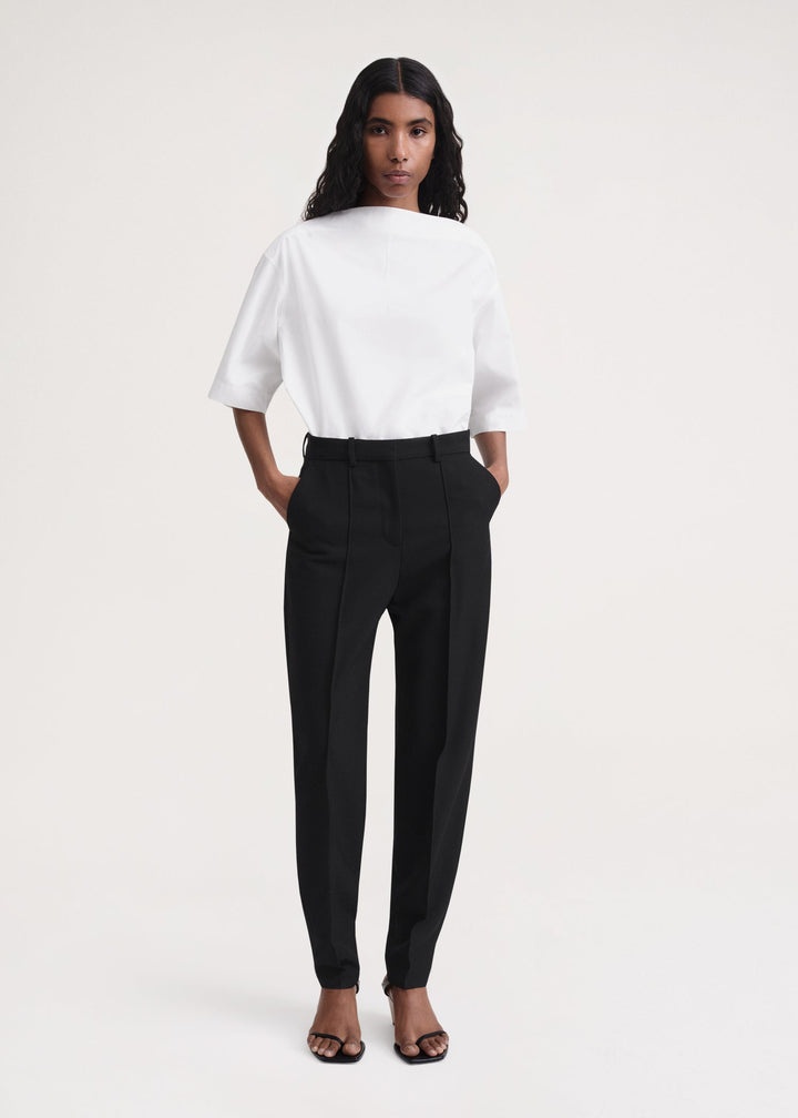 Sewn pleat wool-blend trousers black - 2