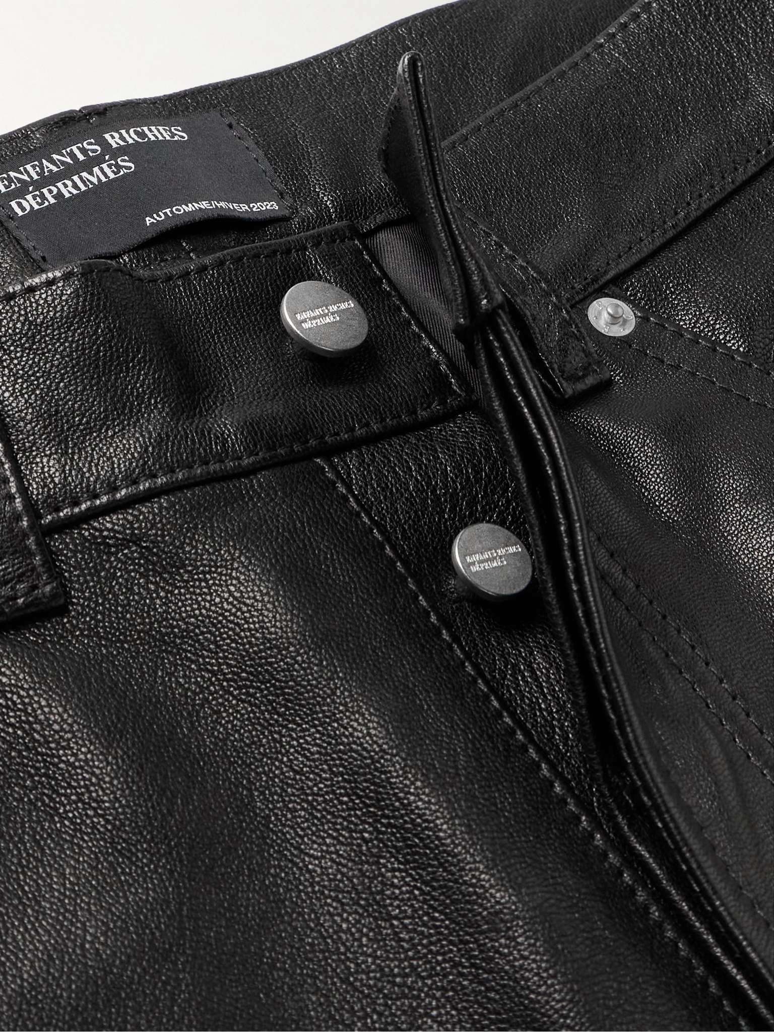 Straight-Leg Panelled Leather Trousers - 3