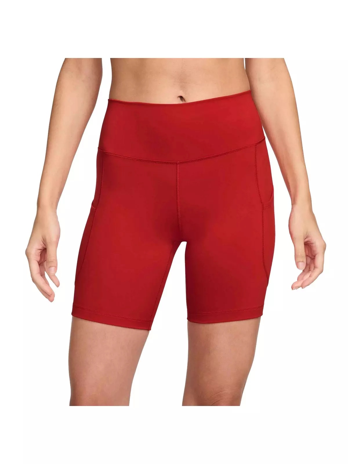 Women's One High-Waisted 8" Biker Shorts with Pockets - Red - 1
