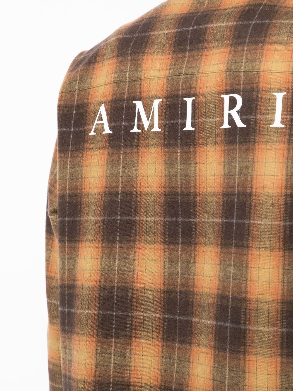 tartan-check logo-print shirt - 5