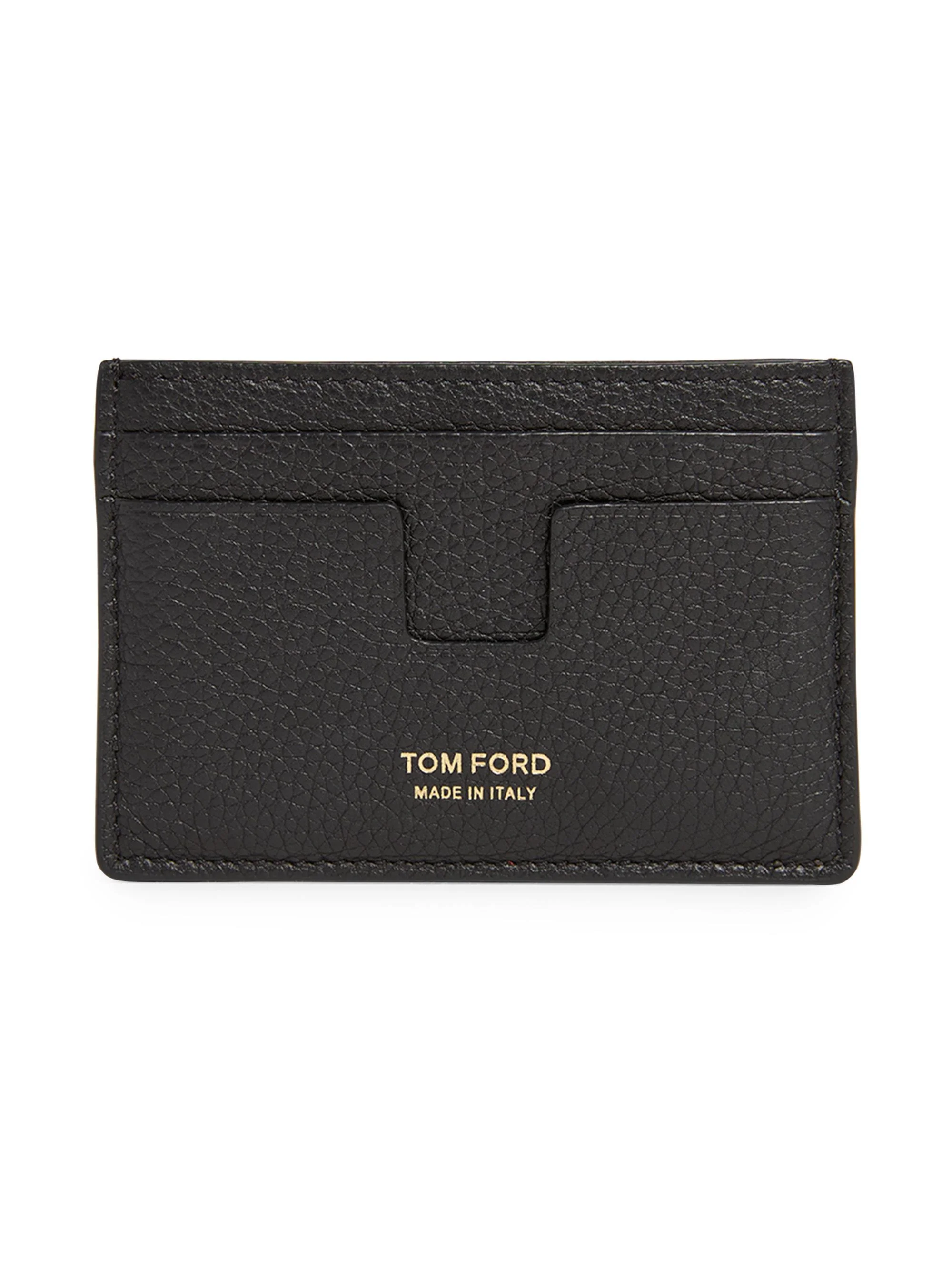 Men's T-Line Leather Card Holder - Black Silver - 1
