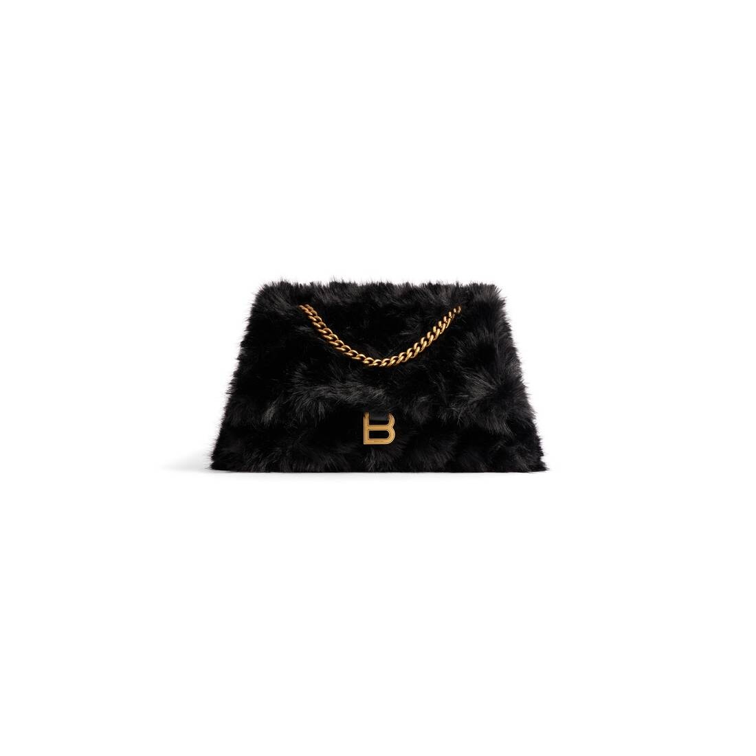 Women's Crush Medium Chain Bag Fake Fur in Black - 5