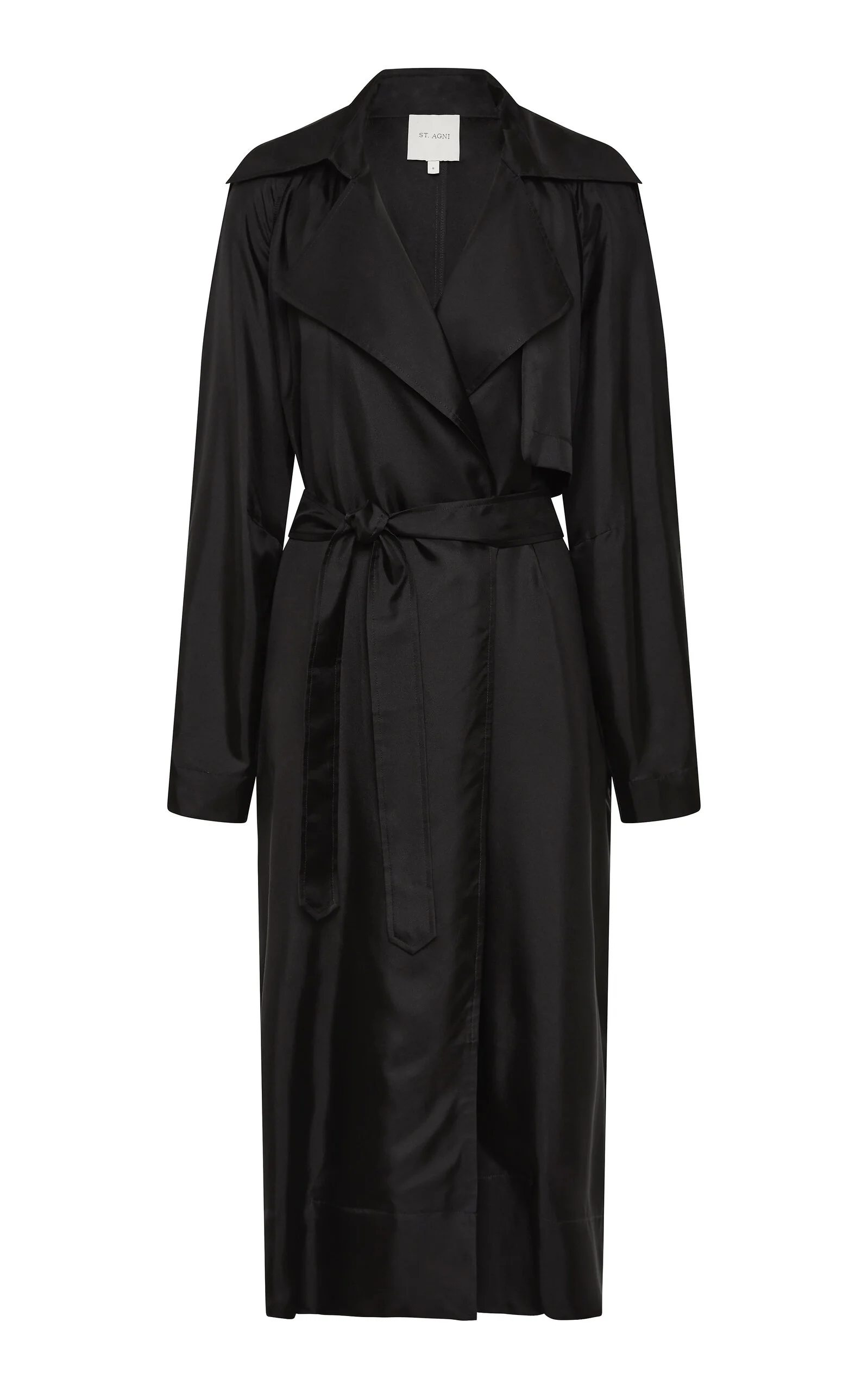 Relaxed Silk-Twill Trench Coat black - 1