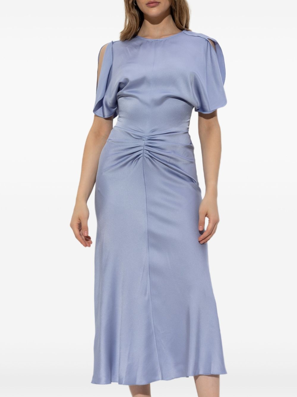 puff-sleeved ruched dress - 3