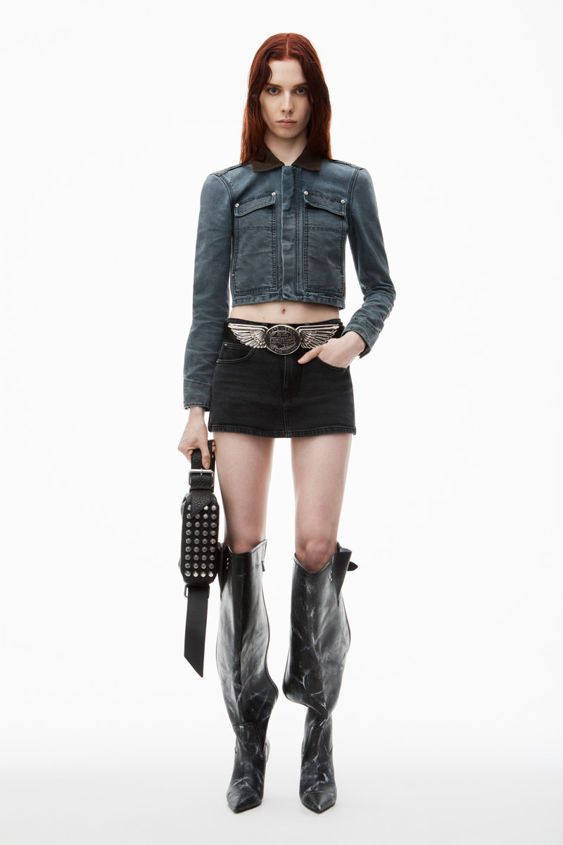 Alexander Wang Mid Rise Mini Skort in Comfort Denim Stretch outlook