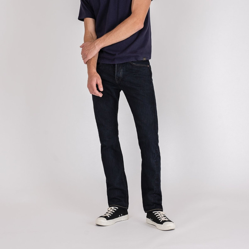 Iron Heart IH-555S-SLBod 16oz Slubby Selvedge Denim Super Slim Cut Jeans - Indigo Overdyed Black outlook