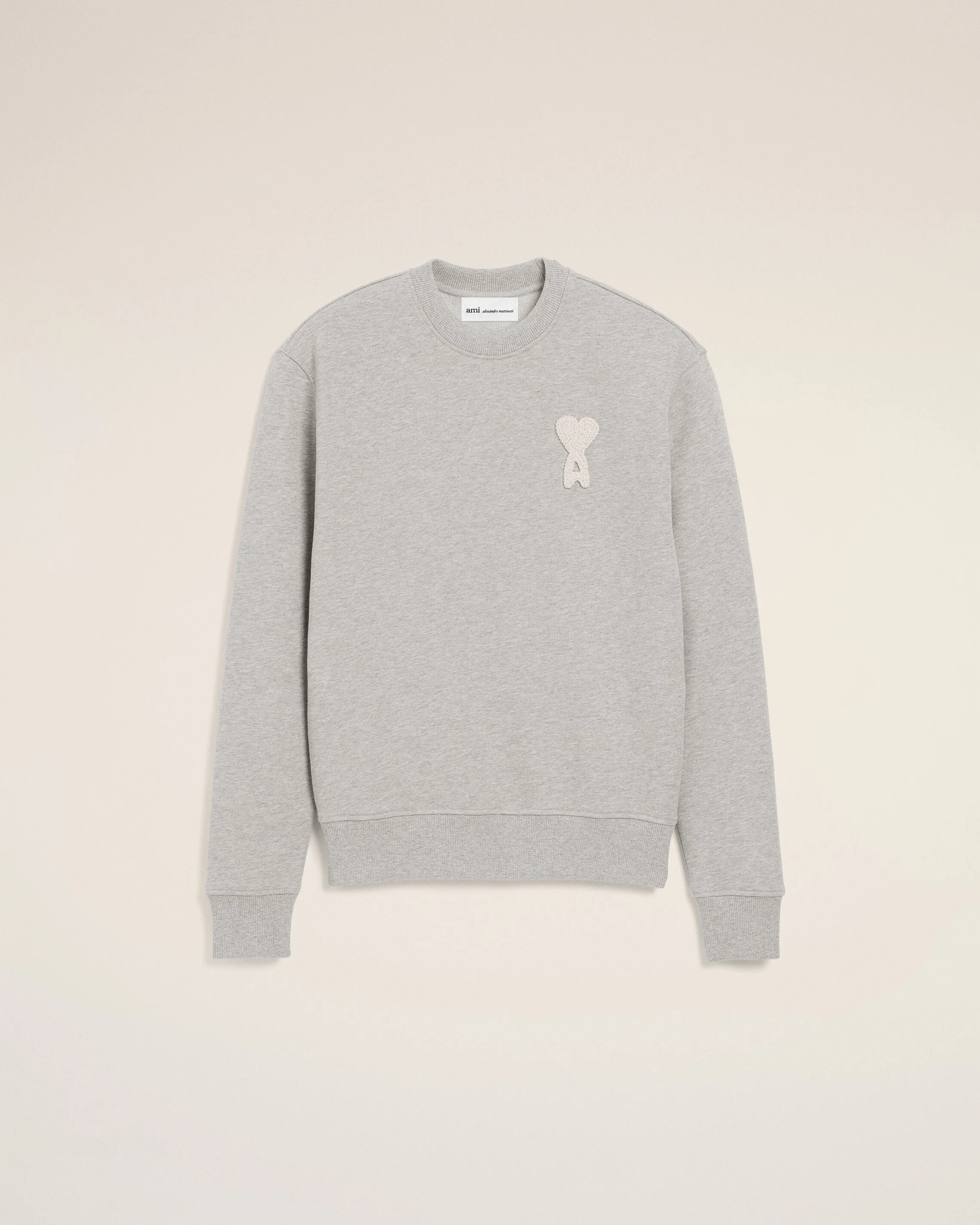GREY COTTON KNITTED AMI DE COEUR SWEATSHIRT - 1