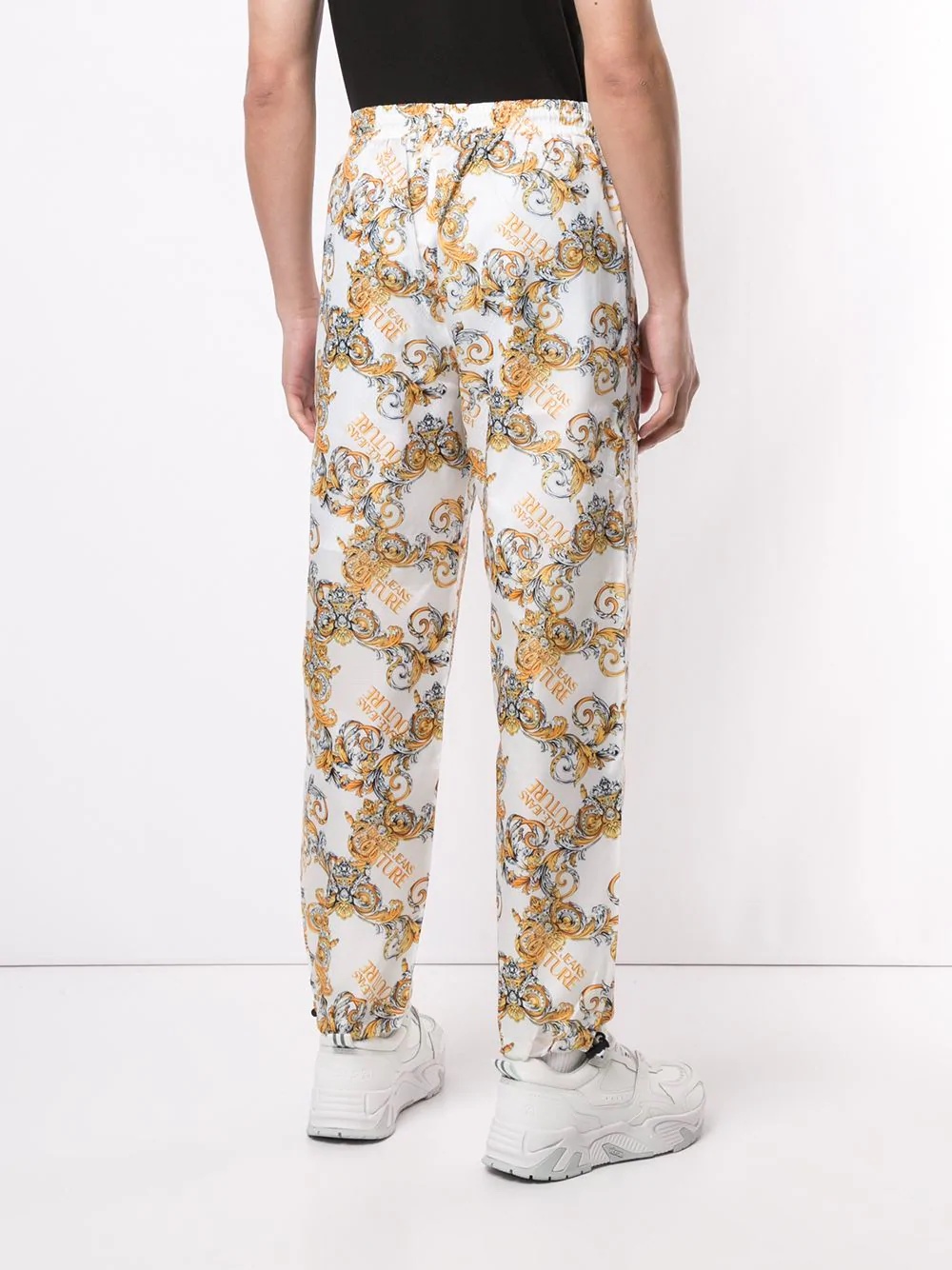 baroque-print drawstring trousers - 4