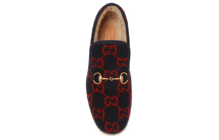 (WMNS) Gucci Wool Loafers 'Navy' 575850-G3840-4166 - 4