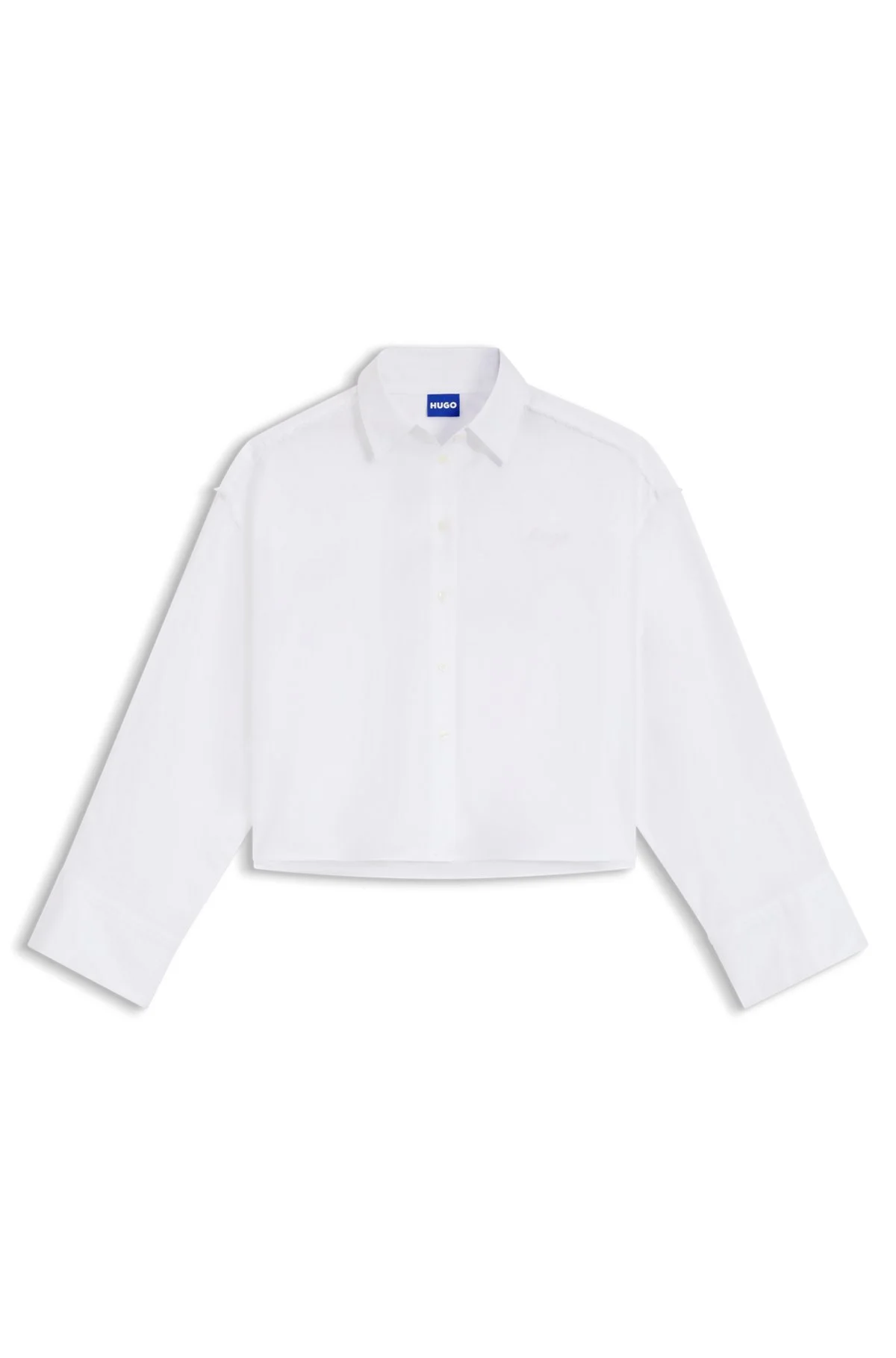 OVERSIZED PINSTRIPED COTTON SHIRT WITH OPEN-CUT HEM - 1