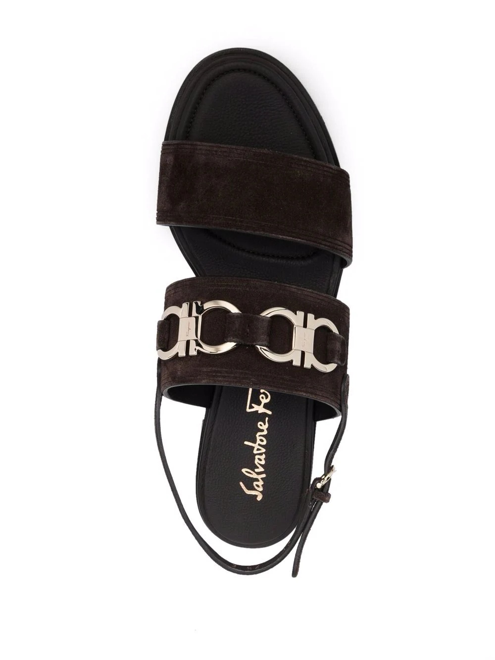 Gancini-plaque suede sandals - 4