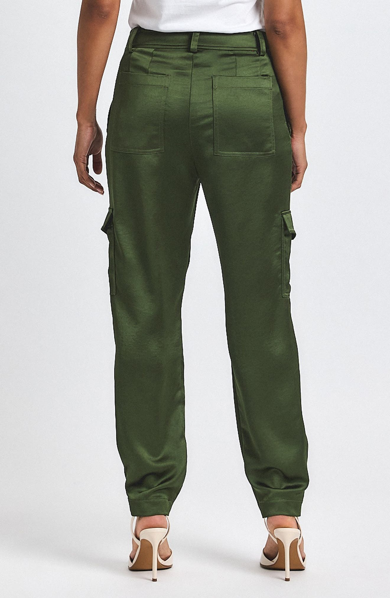 Derek Lam 10 Crosby Elian Stretch Satin Utility Pants in Fatigue at Nordstrom - 2