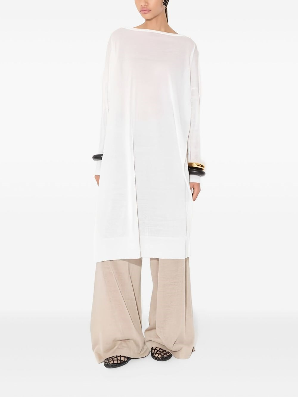 Silk and linen blend kaftan - 5