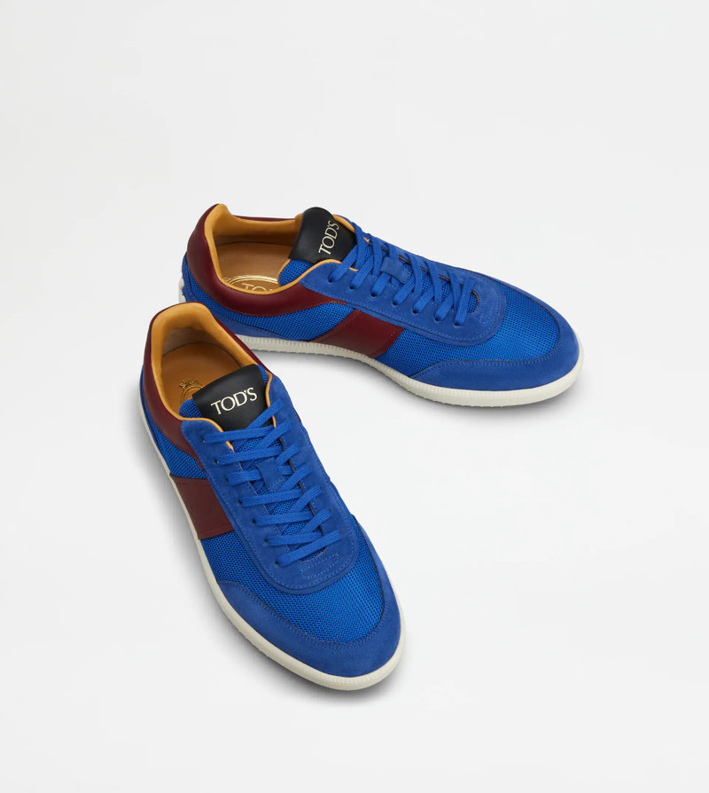 TOD'S TABS SNEAKERS IN SUEDE AND TECHNICAL FABRIC - BLUE, BURGUNDY 3