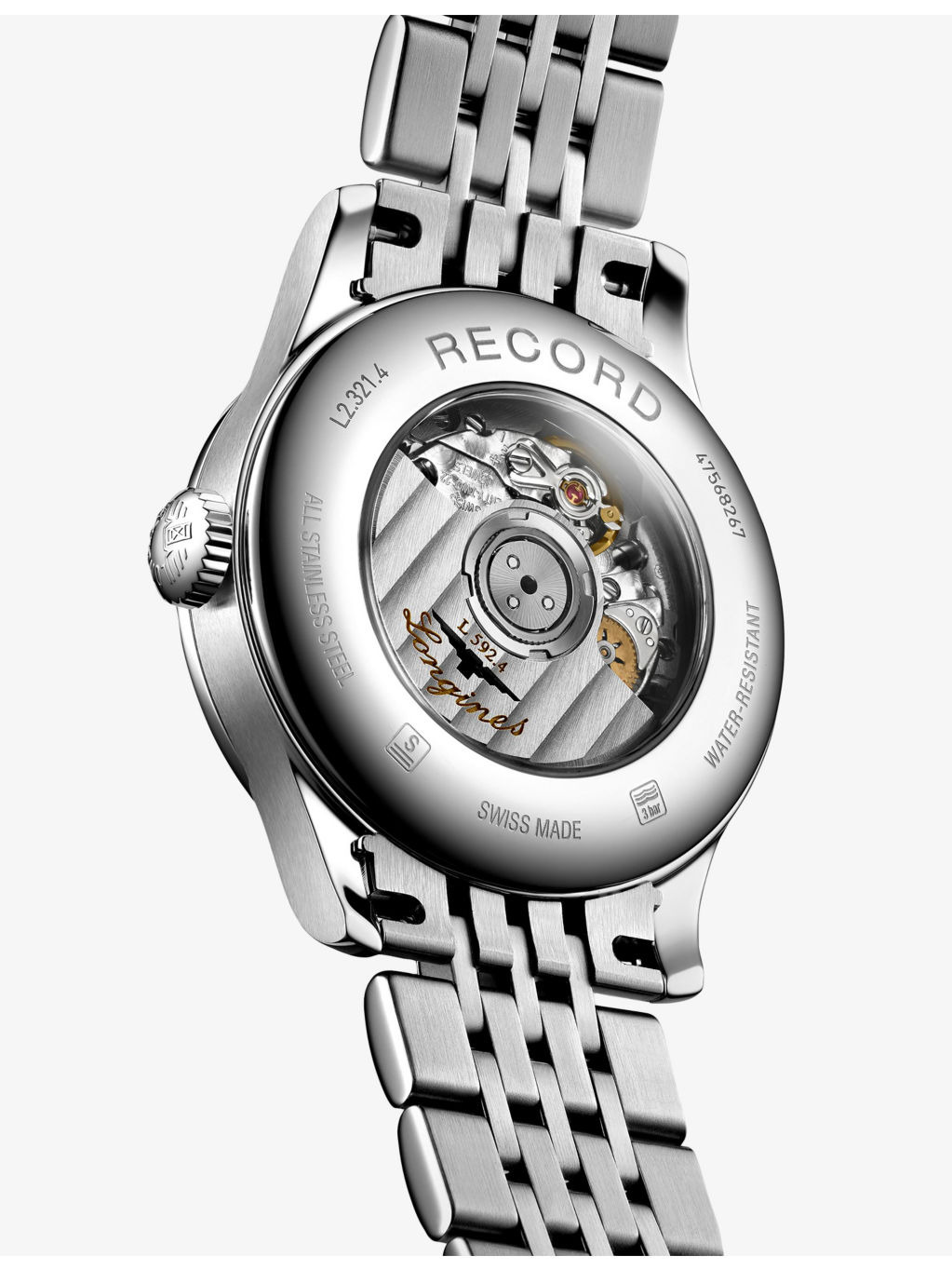 L2.321.4.11.6 Record Blue Steel Hands 30mm Stainless-Steel Automatic Watch - 5