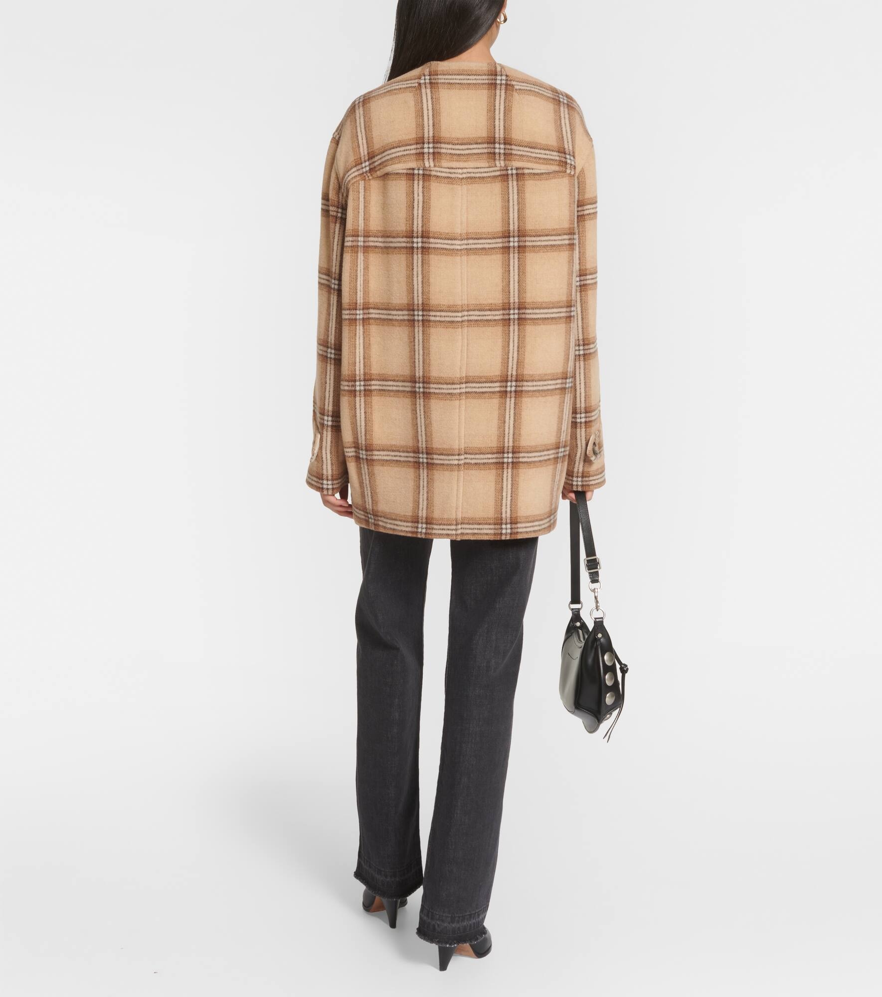 Checked wool blend coat - 3