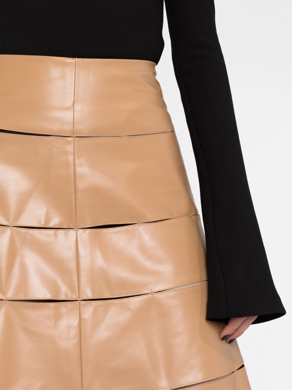 multi-strap faux-leather A-line skirt - 3