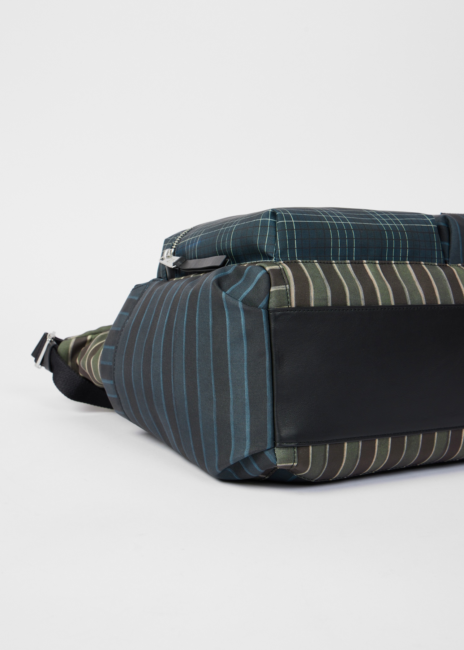 Multicolour Mixed Check and Stripe Cross-Body Bag - 6