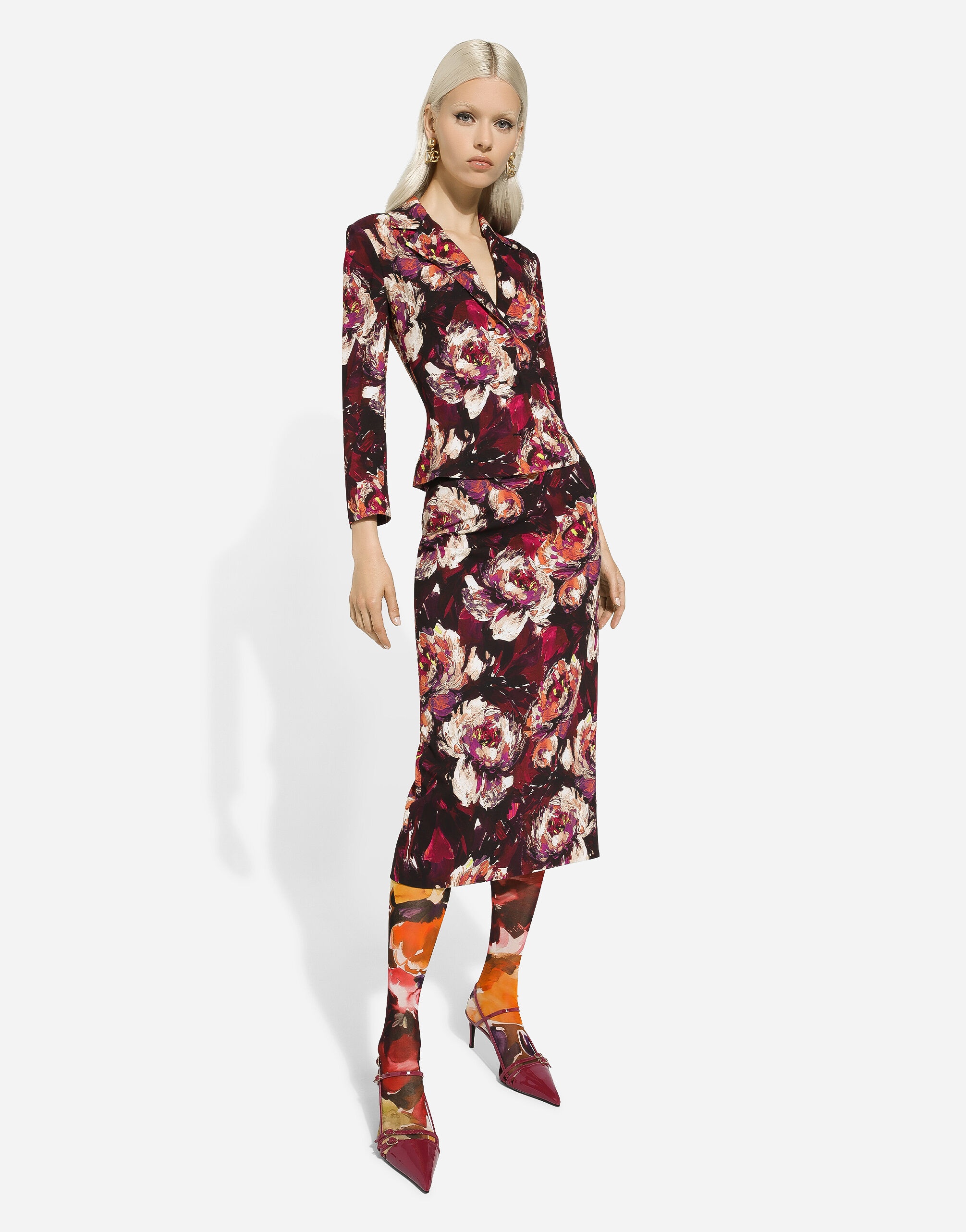 Short cady jacket with peony print - 5