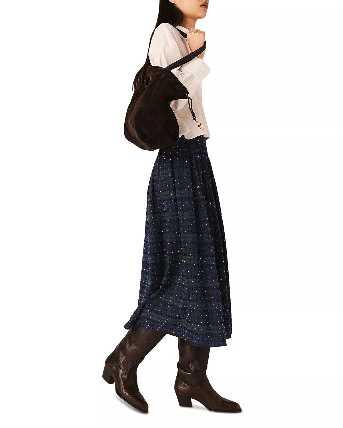 Check Skirt with Rhinestones - 4