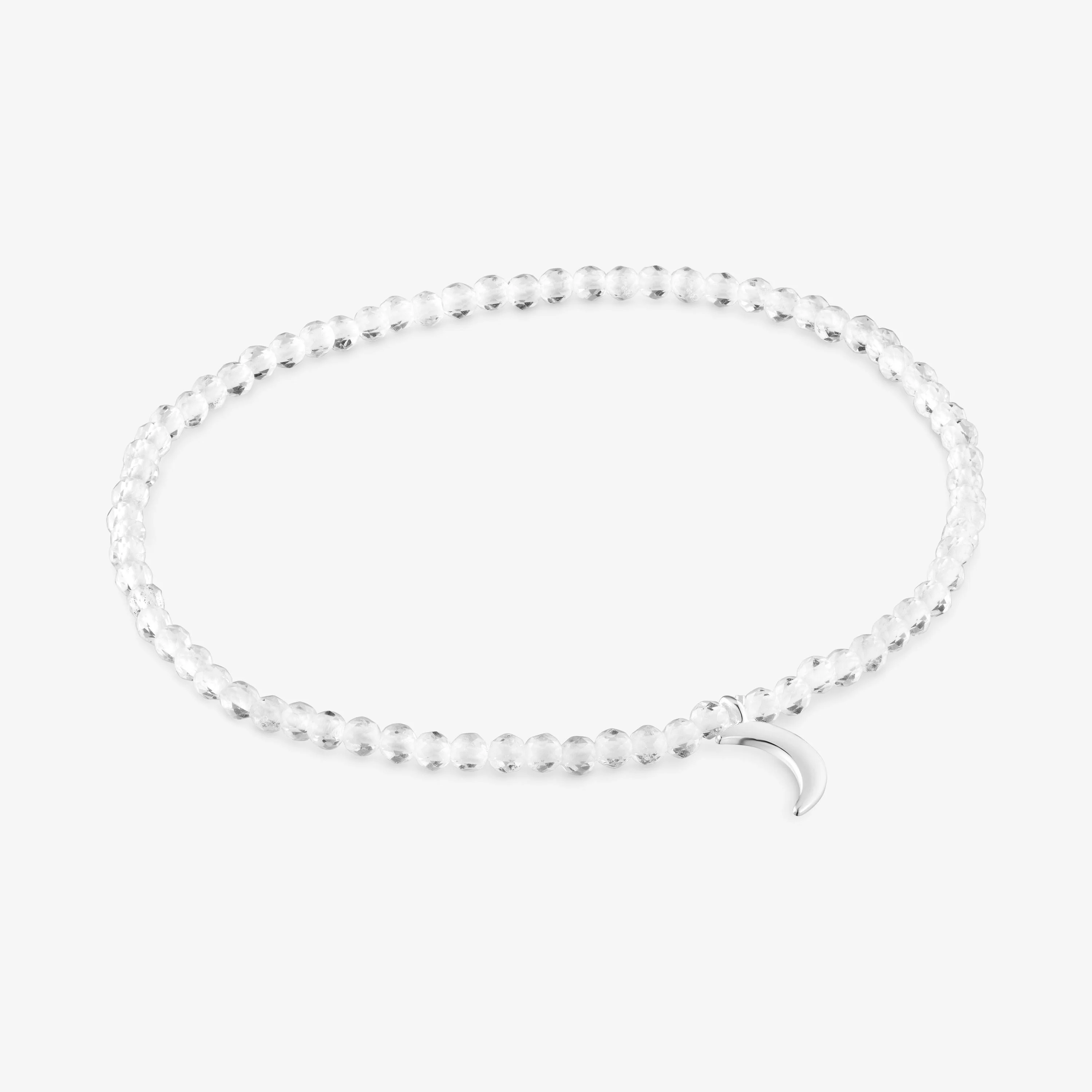 Elastic Bracelet with rock crystal quartz and silver moon TOUS Motifs - 1