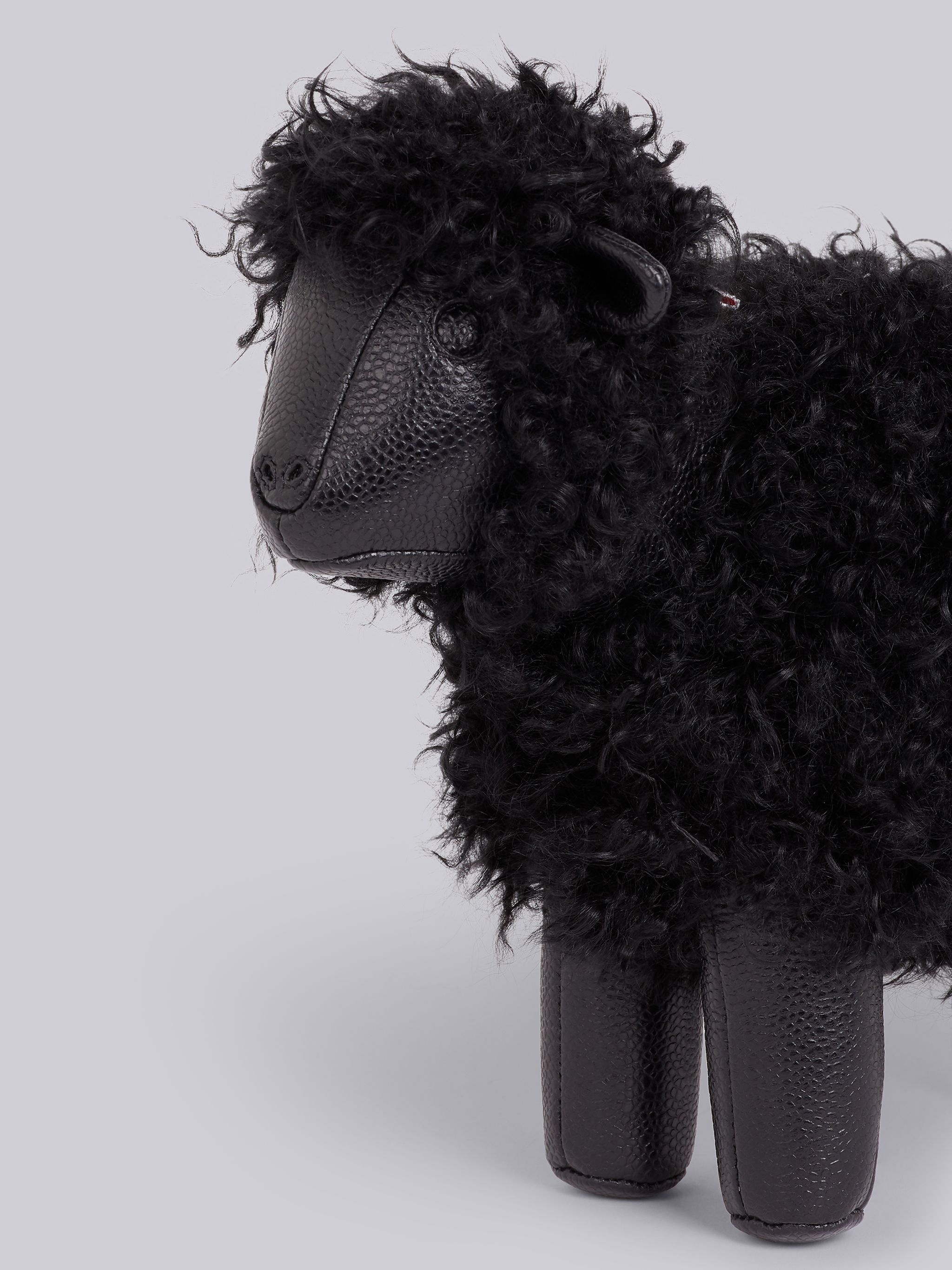 Black Lambskin and Pebbled Calf Small Leather Shoulder Strap Sheep Bag - 2