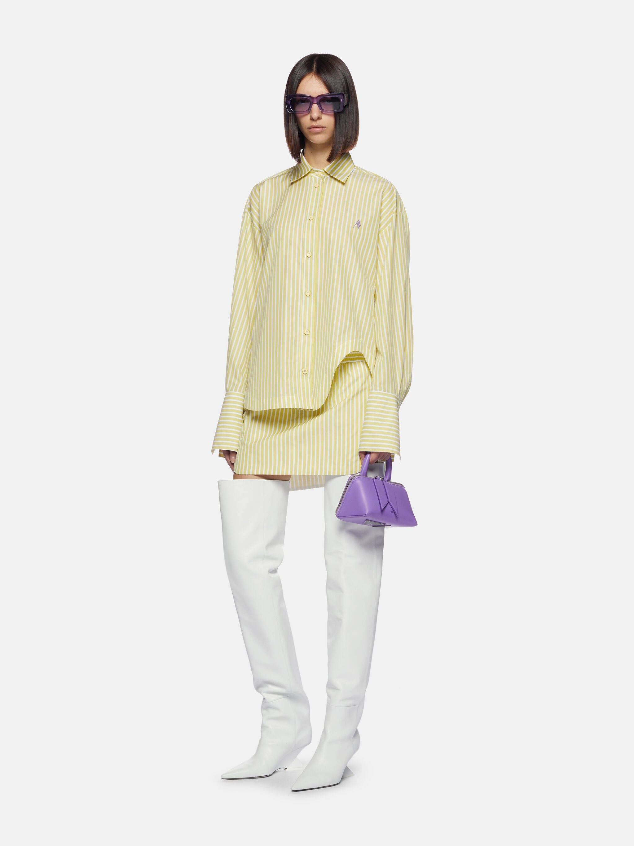 ''ELIZA'' LIGHT BANANA STRIPED SHIRT - 2