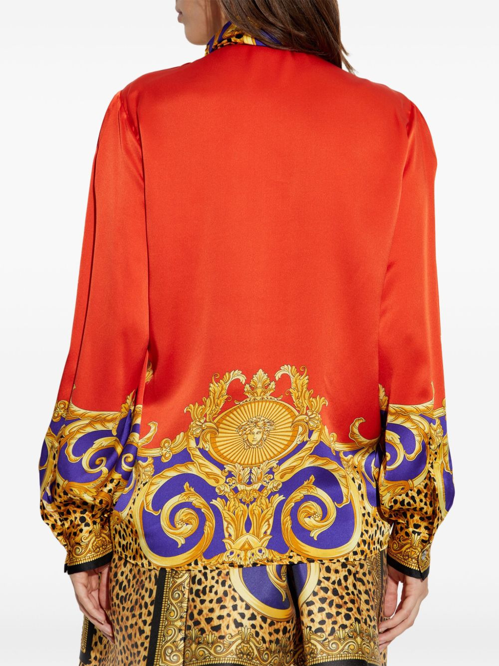 baroque-print puff-sleeve top - 4