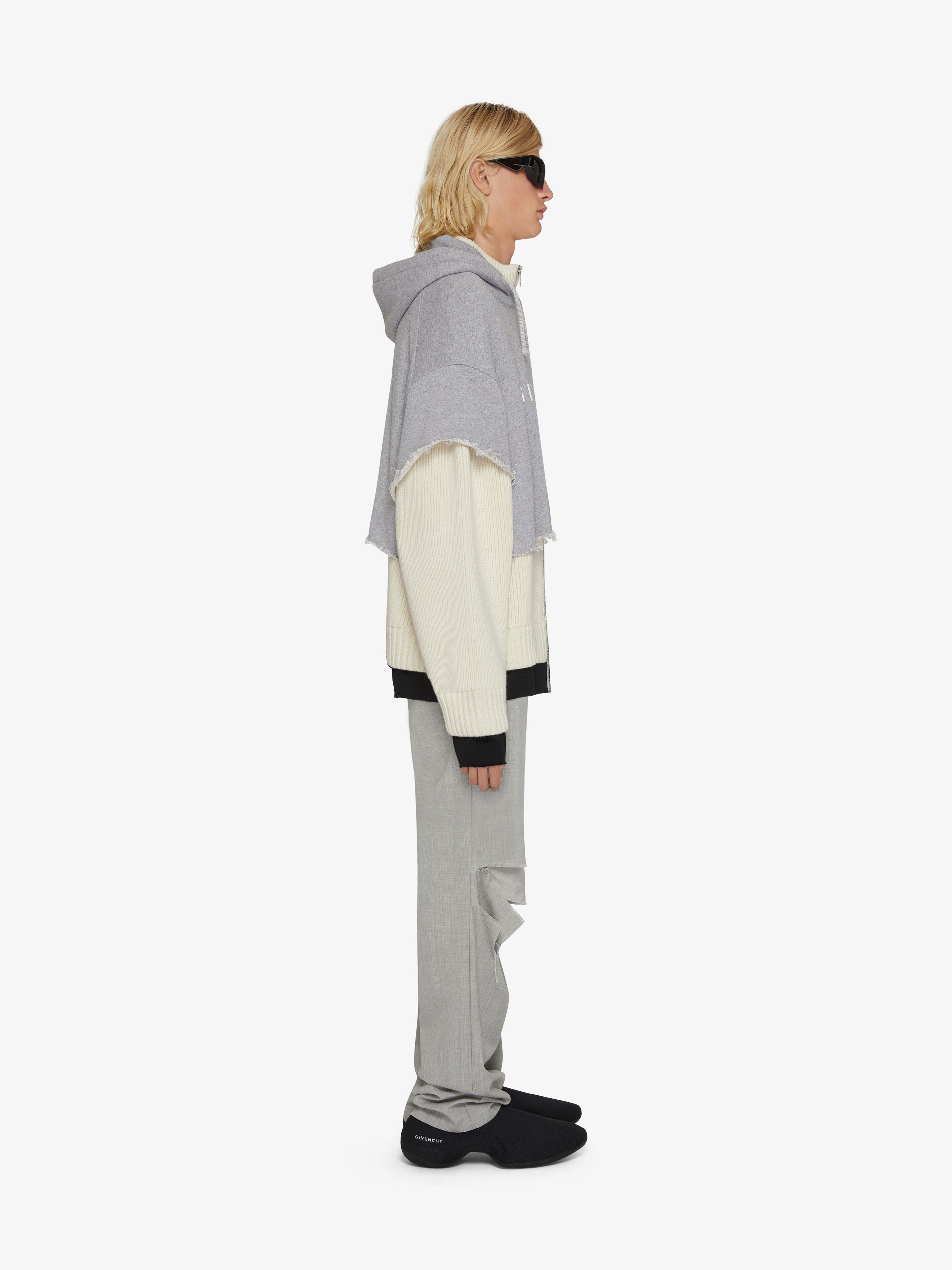 CUT & LAYER HOODIE IN WOOL AND COTTON - 3