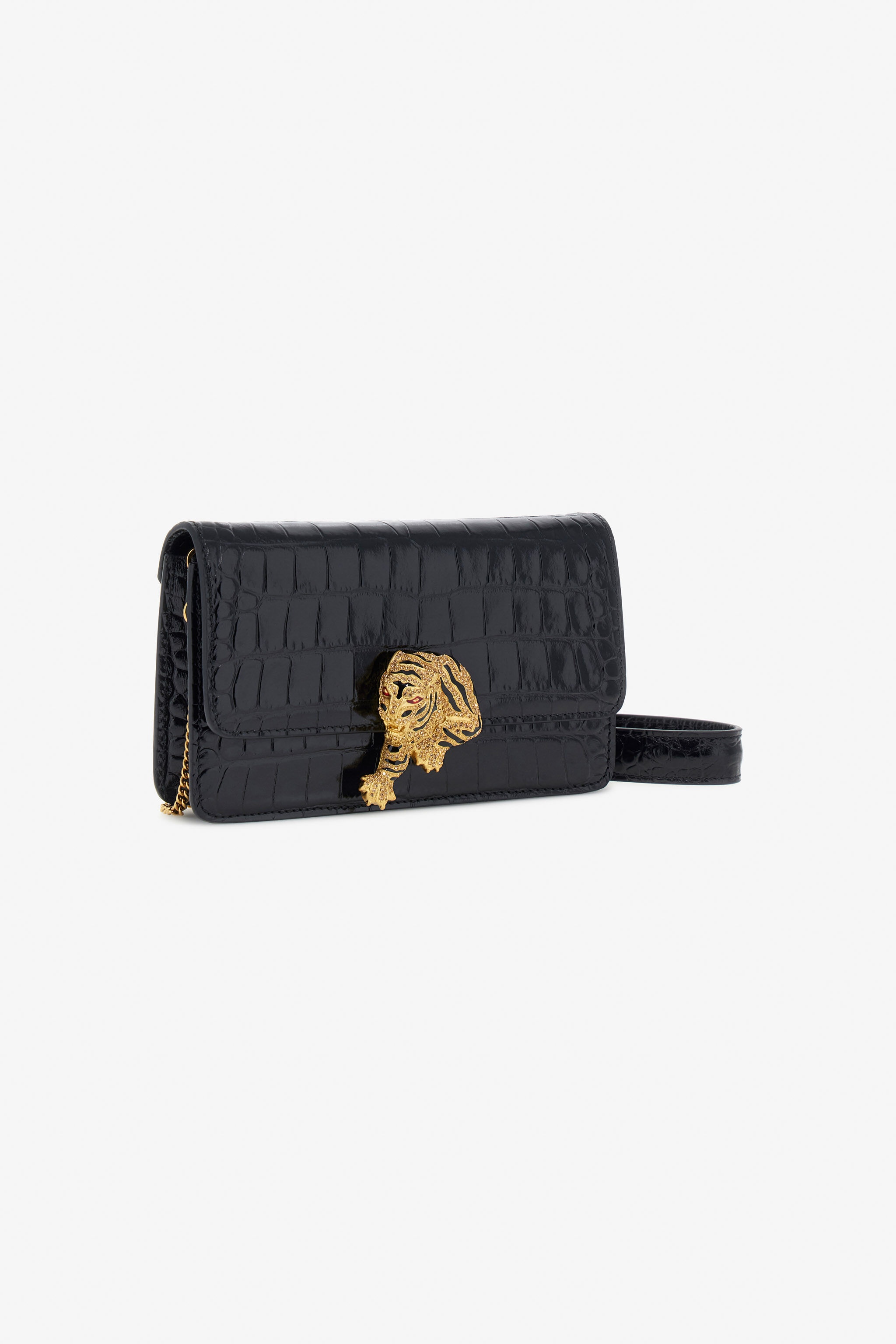 Crocodile-Embossed Shoulder Bag - 4