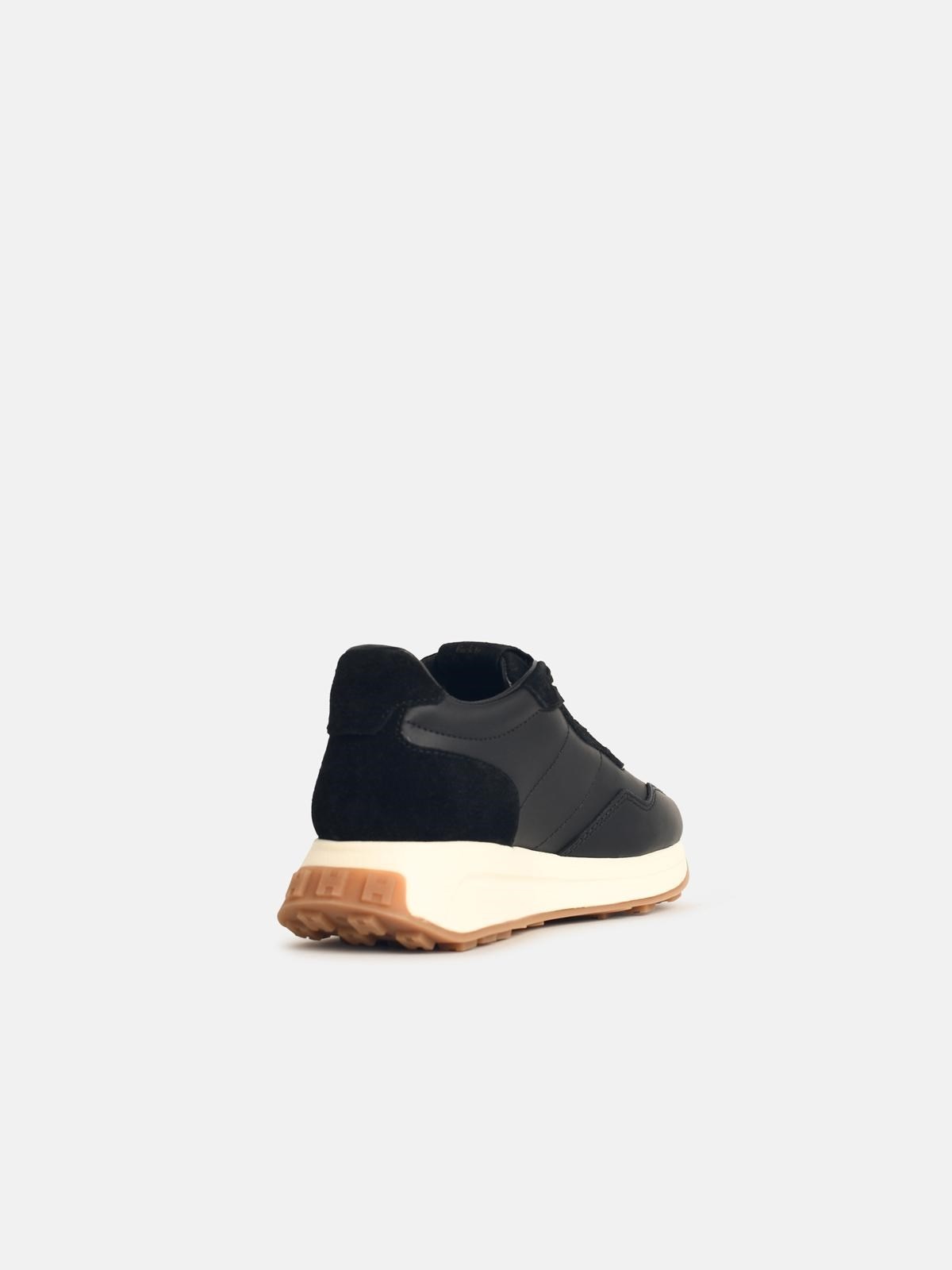 'H641' BLACK LEATHER SNEAKERS - 3