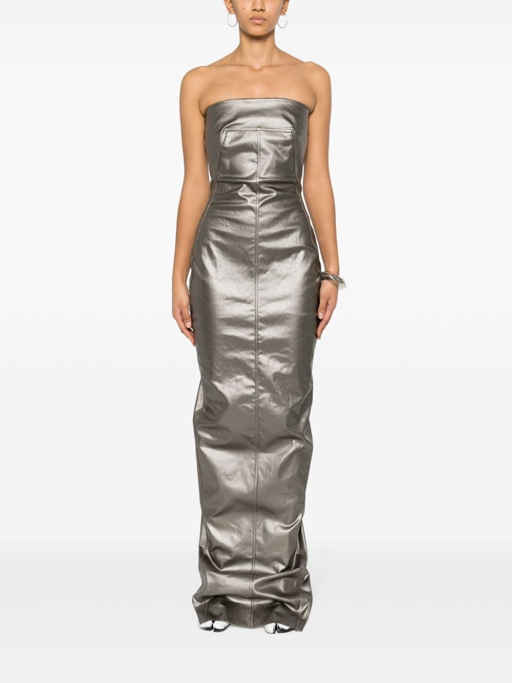 coated denim maxi dress - 2