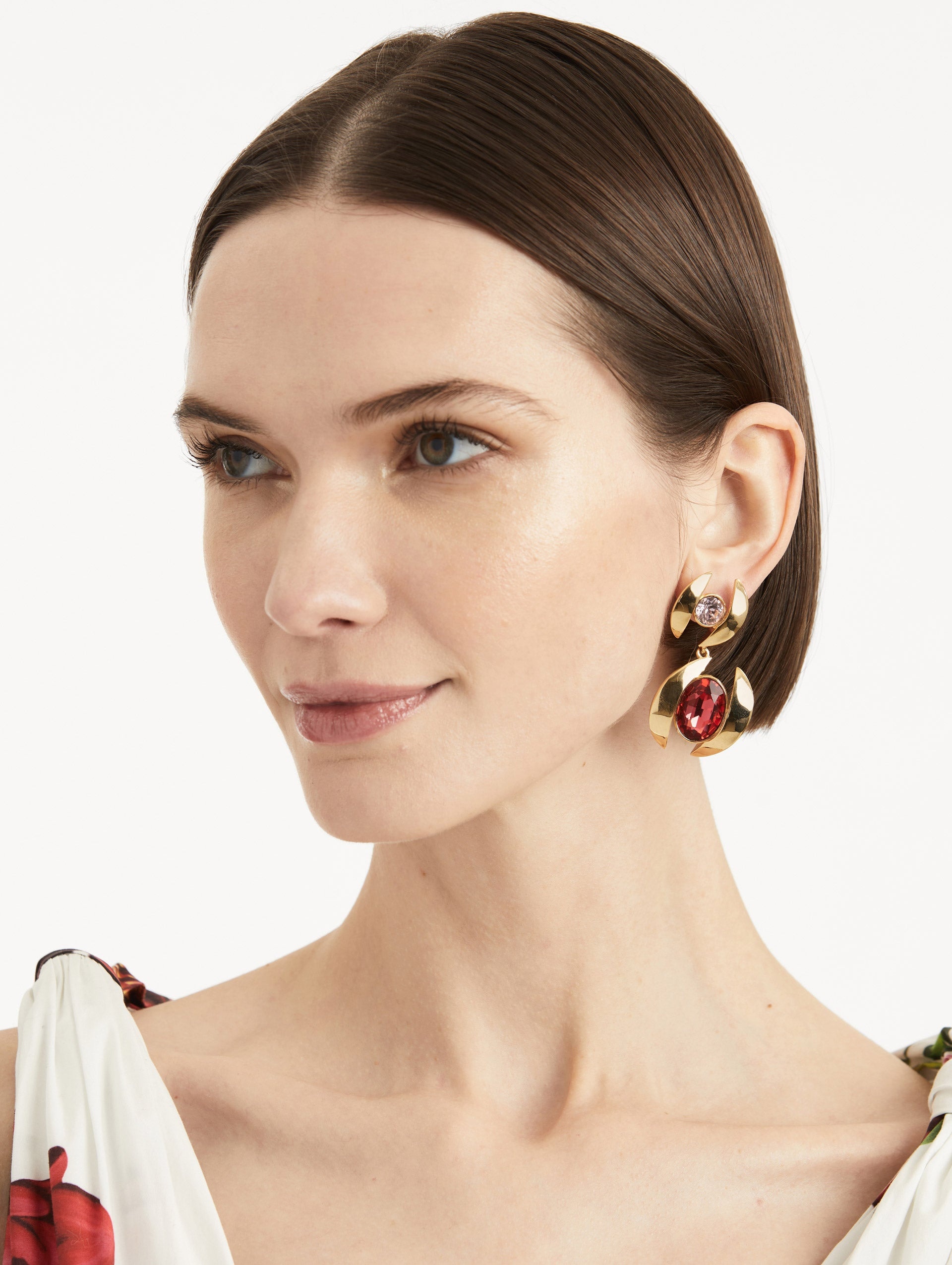 FRAMED OVAL DROP EARRINGS - 2