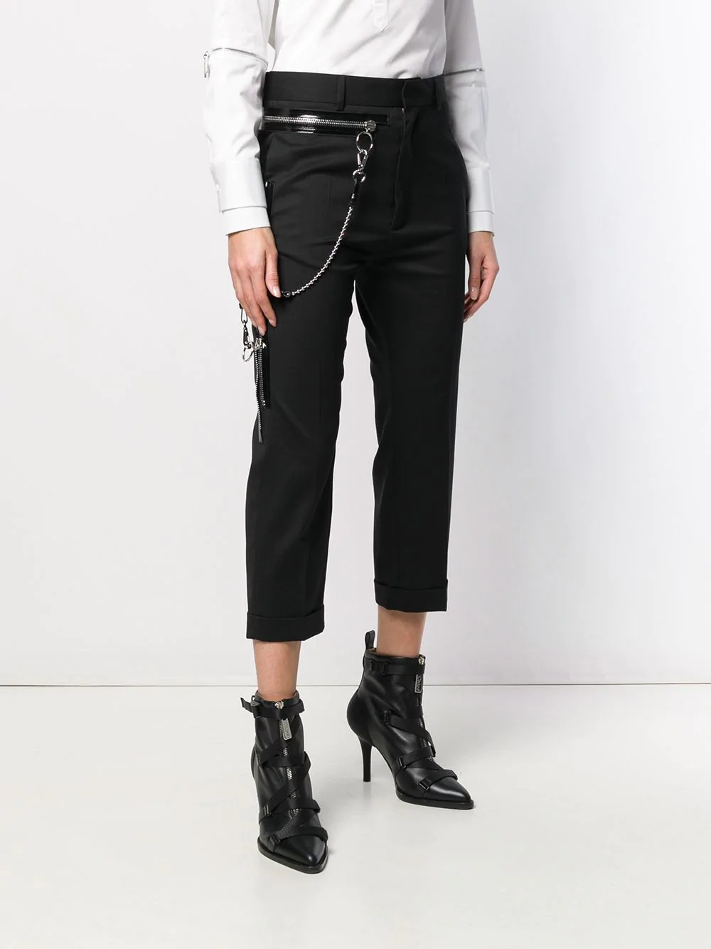 chain detail cropped trousers - 3