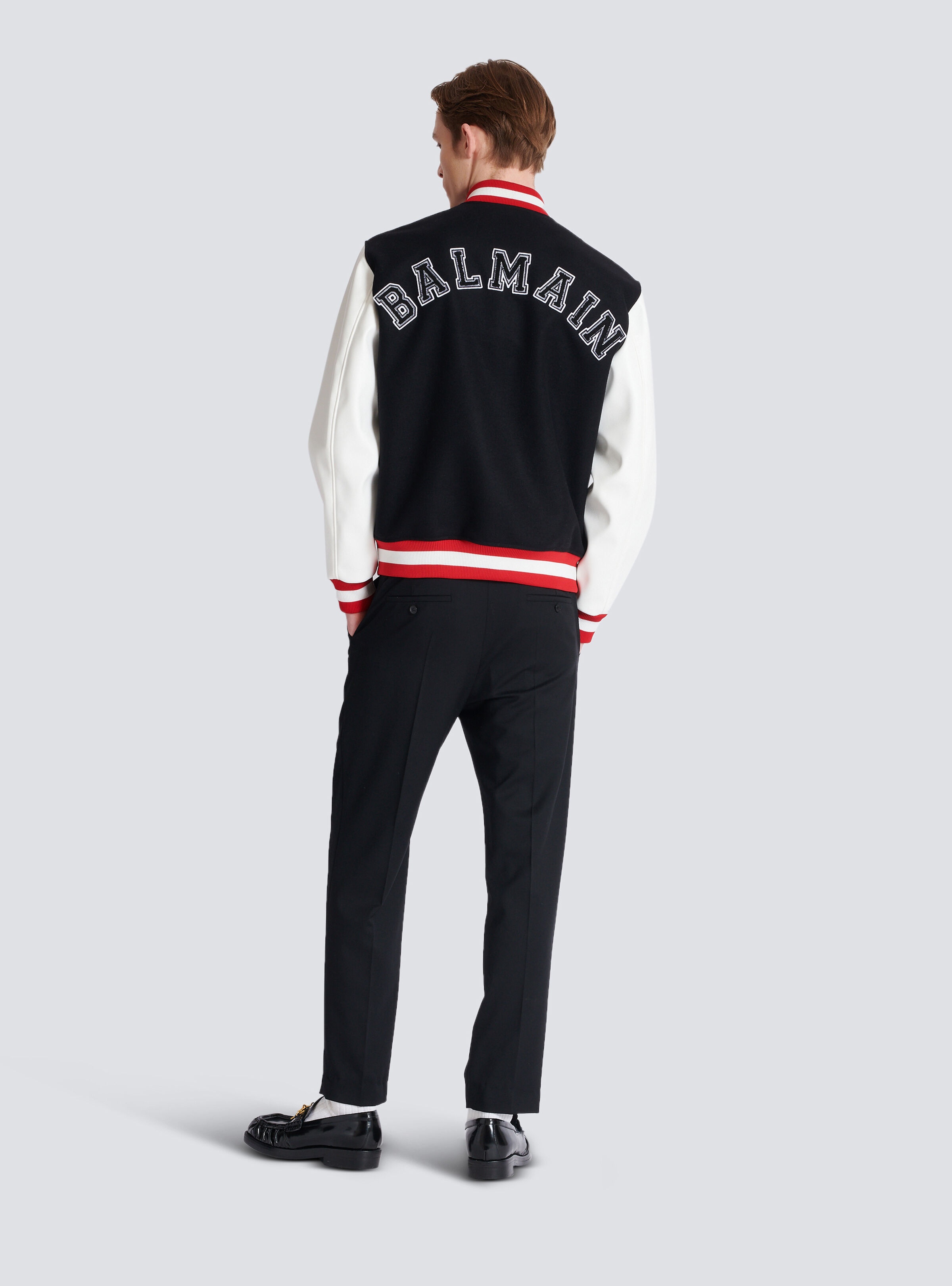 Varsity wool and faux leather jacket - 4