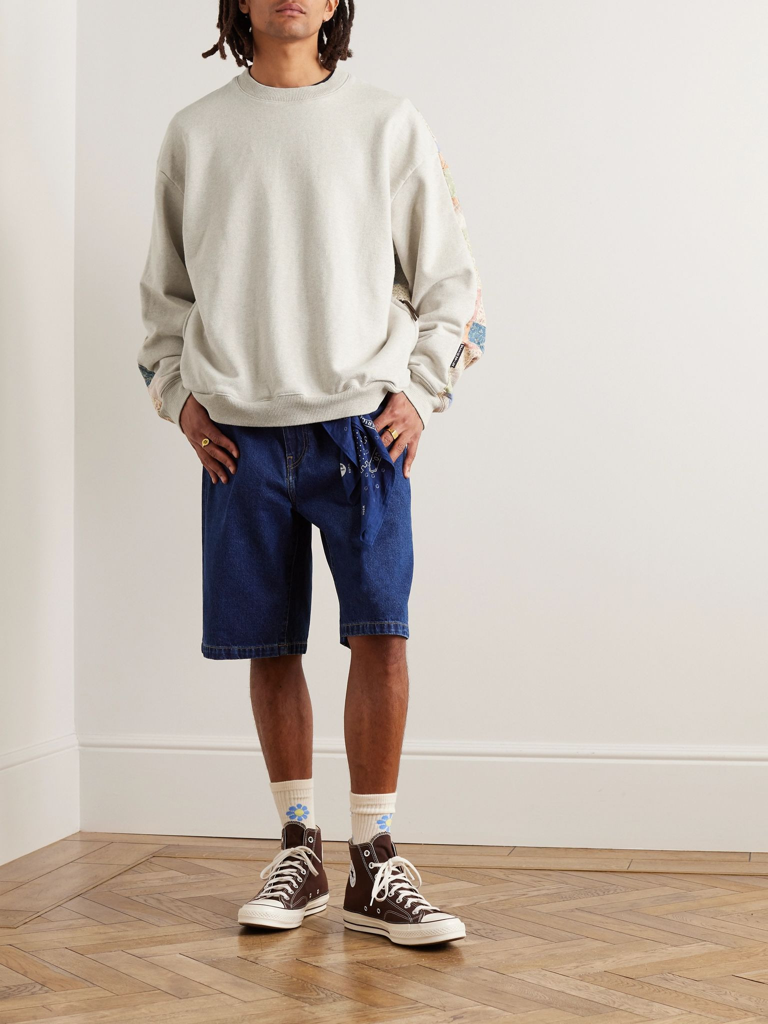 Patchwork Cotton-Blend Jersey Sweatshirt Gray - 2