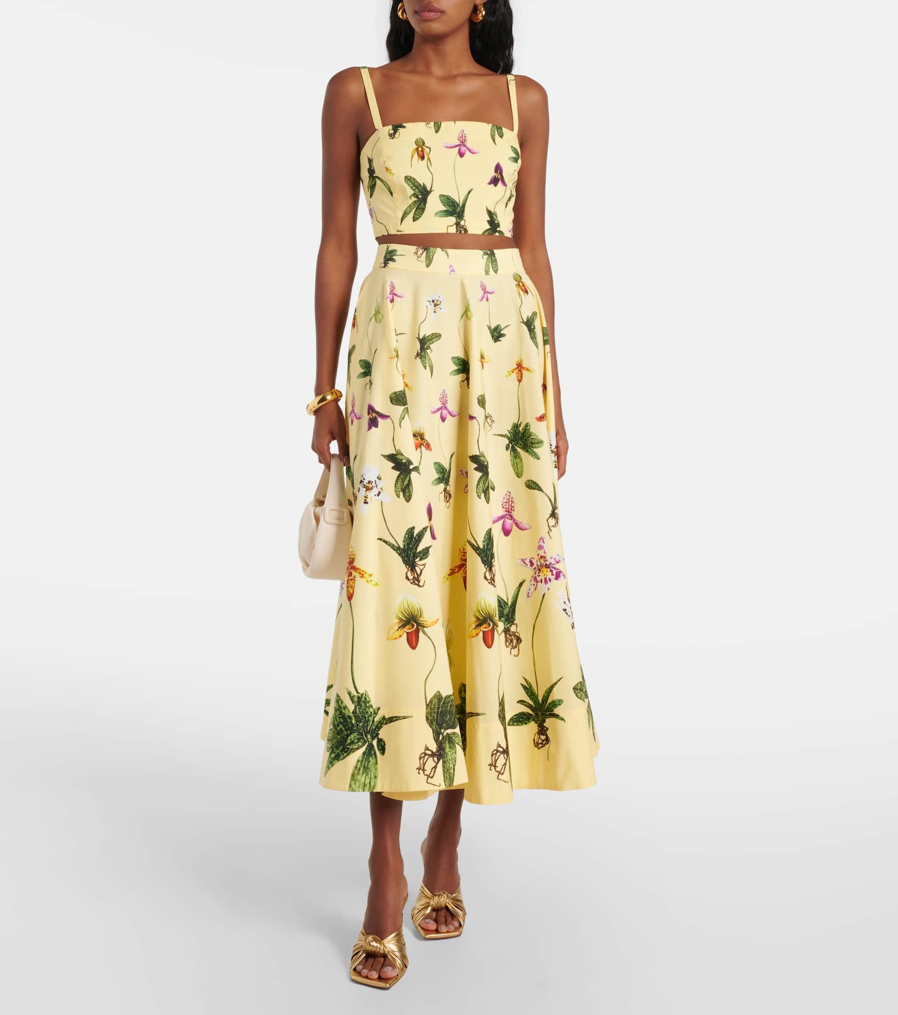 Floral cotton-blend poplin crop top - 2