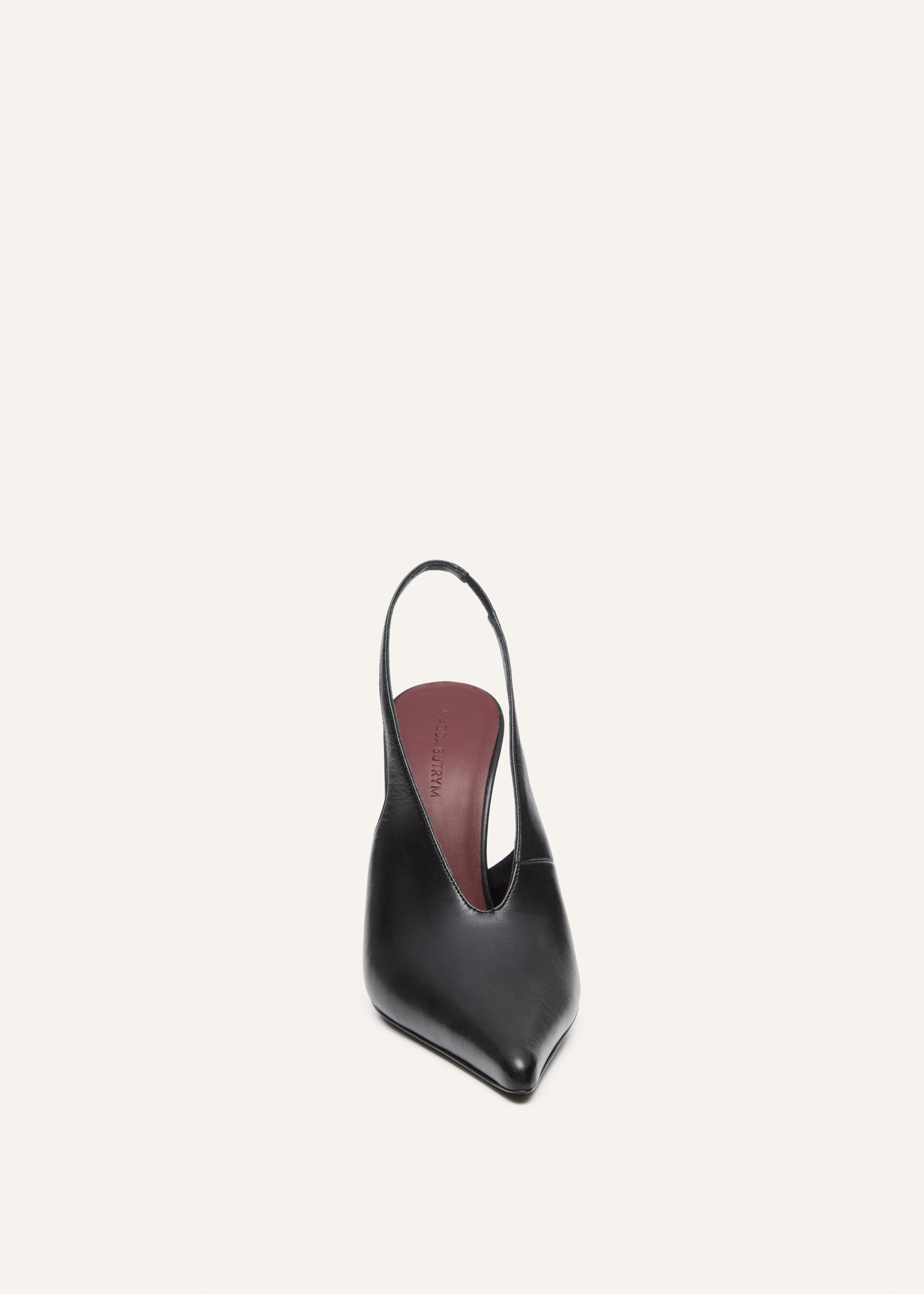 Slingback pointed heel in black leather - 3